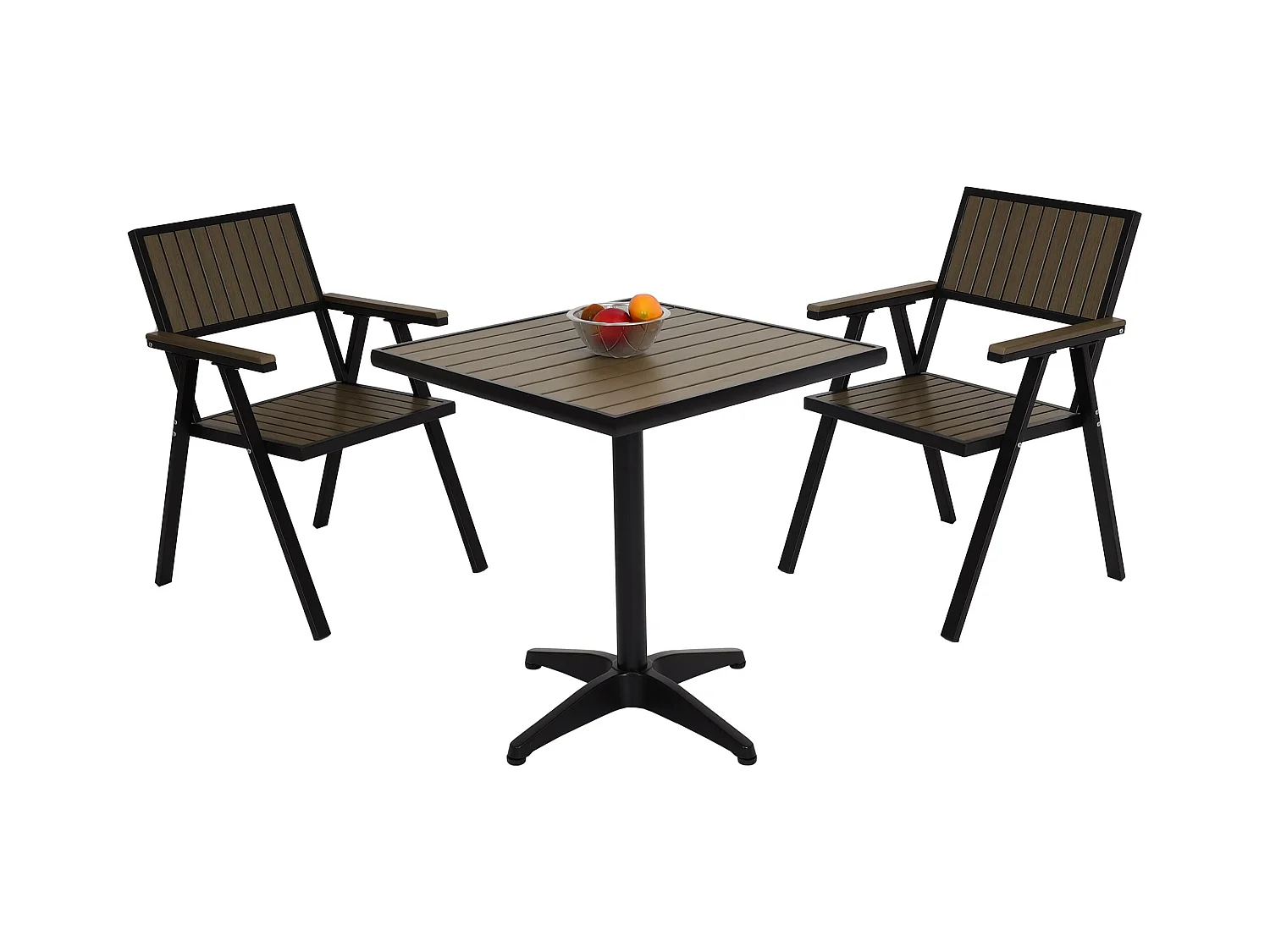 Set de 2 chaises de jardin + table de jardin MCW-J95,  noir, gris