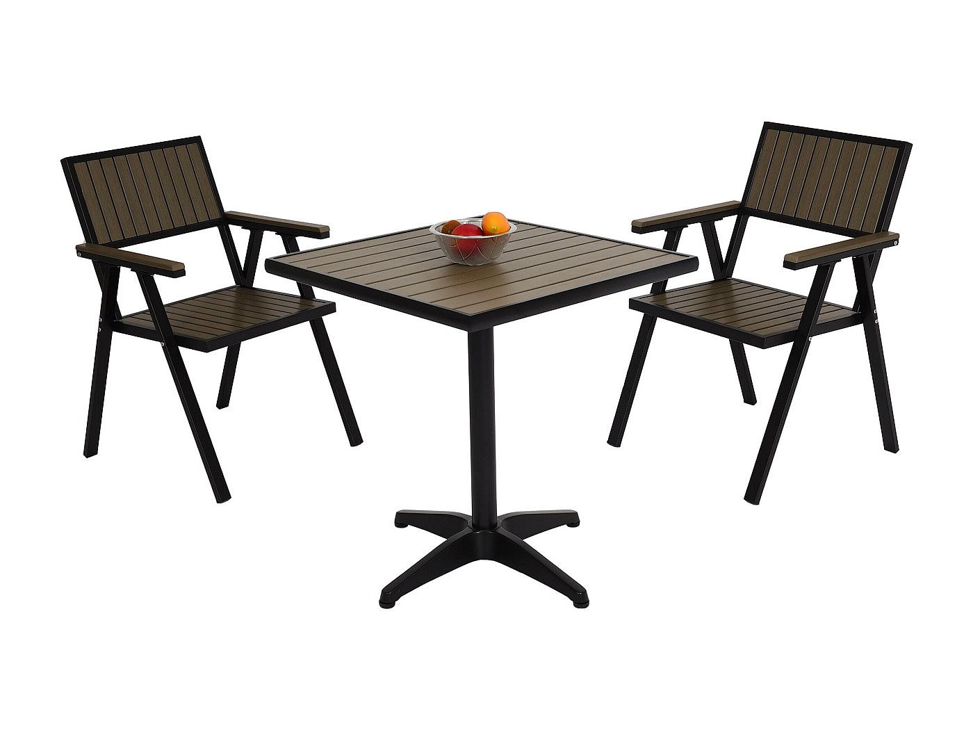 Set de 2 chaises de jardin + table de jardin MCW-J95, noir, gris