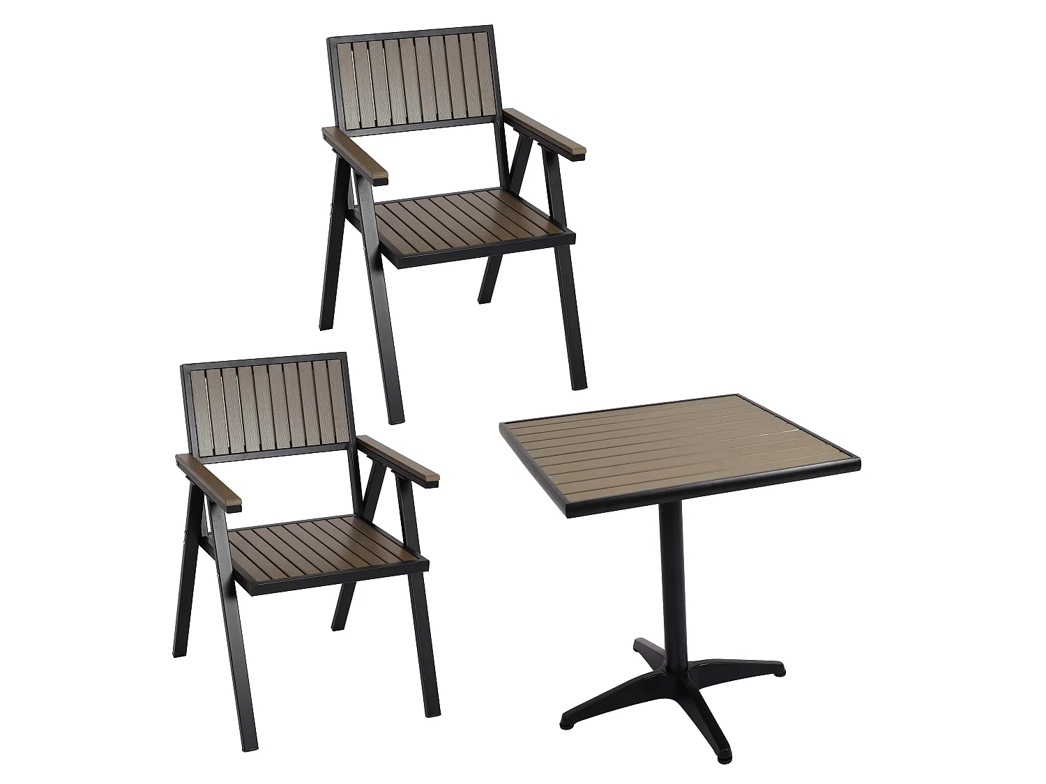 Zestaw 2 krzeseł ogrodowych + stół ogrodowy MCW-J95,  czarny, szary