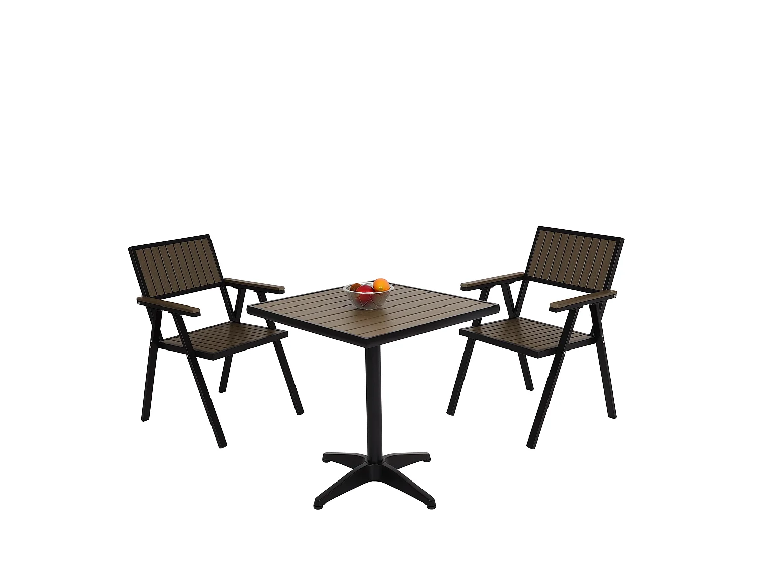 Zestaw 2 krzeseł ogrodowych + stół ogrodowy MCW-J95,  czarny, szary