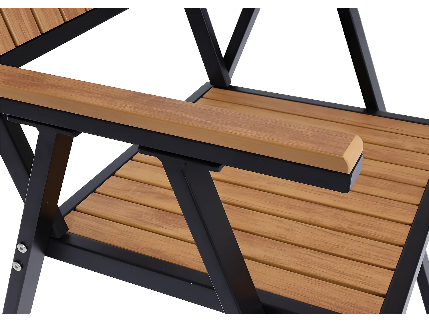 Zestaw 4 krzeseł ogrodowych + stół ogrodowy MCW-J95,  czarny, teak