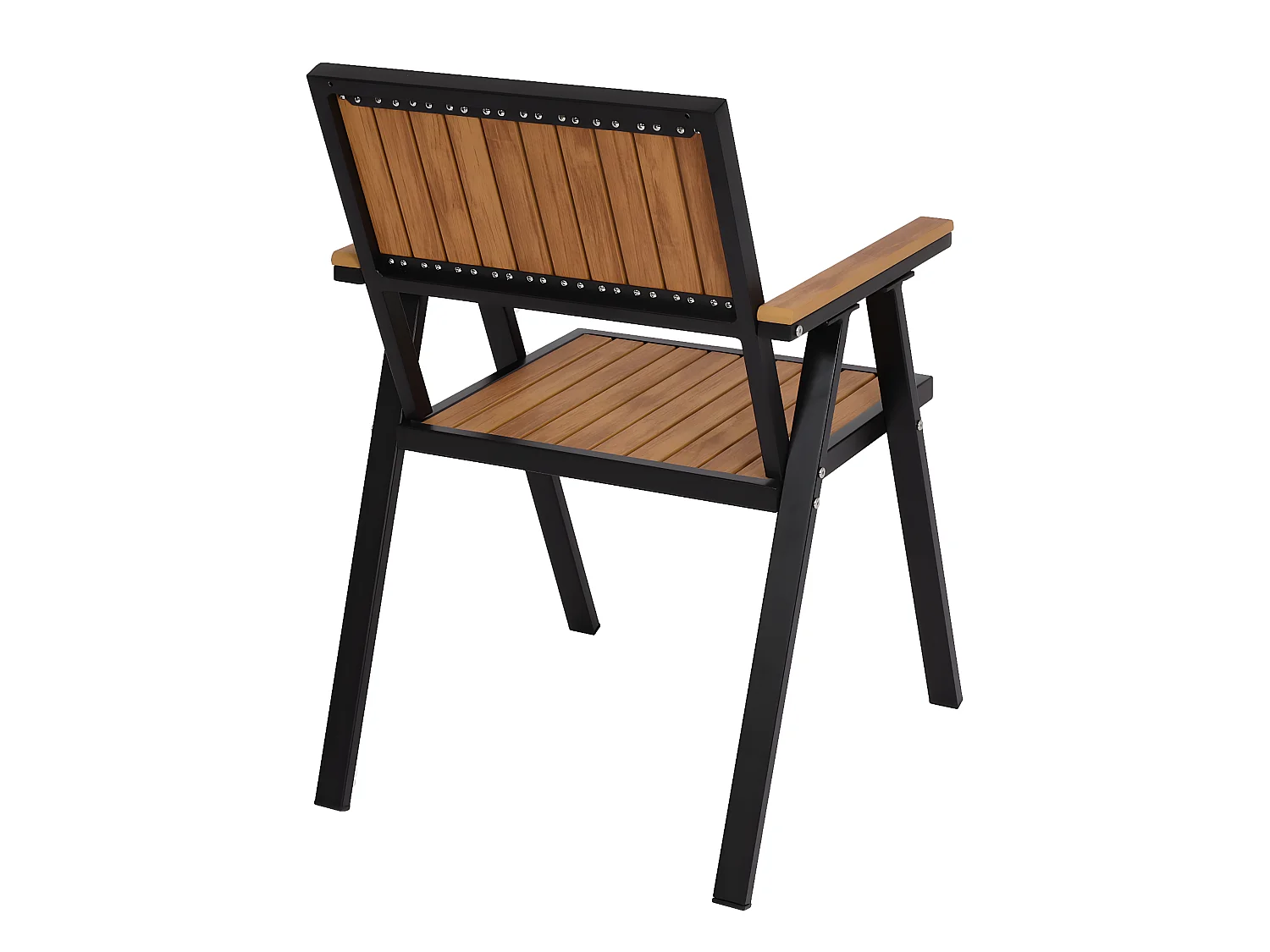 Set de 4 chaises de jardin + table de jardin MCW-J95,  noir, teck