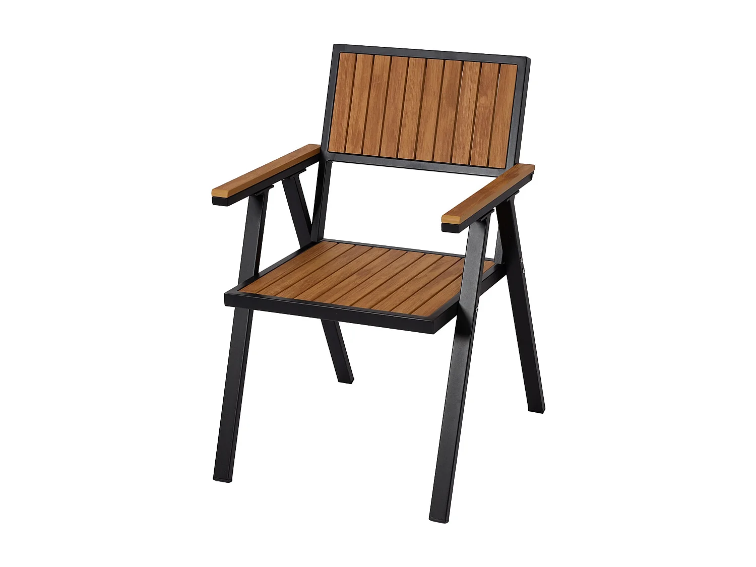Set de 4 chaises de jardin + table de jardin MCW-J95,  noir, teck