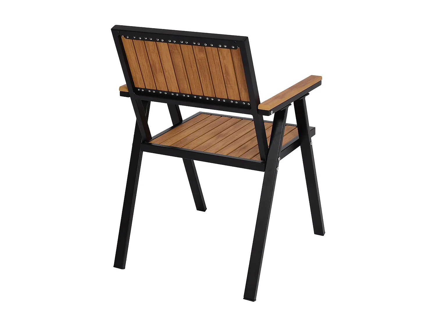 Set de 4 chaises de jardin + table de jardin MCW-J95,  noir, teck