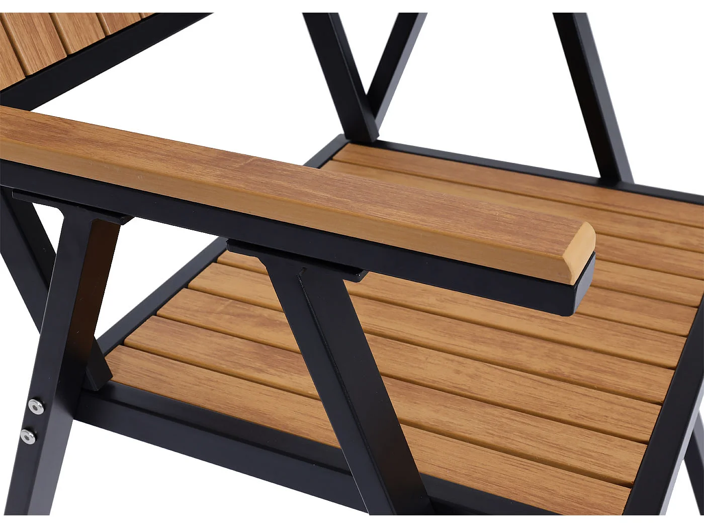 Set de 4 chaises de jardin + table de jardin MCW-J95,  noir, teck