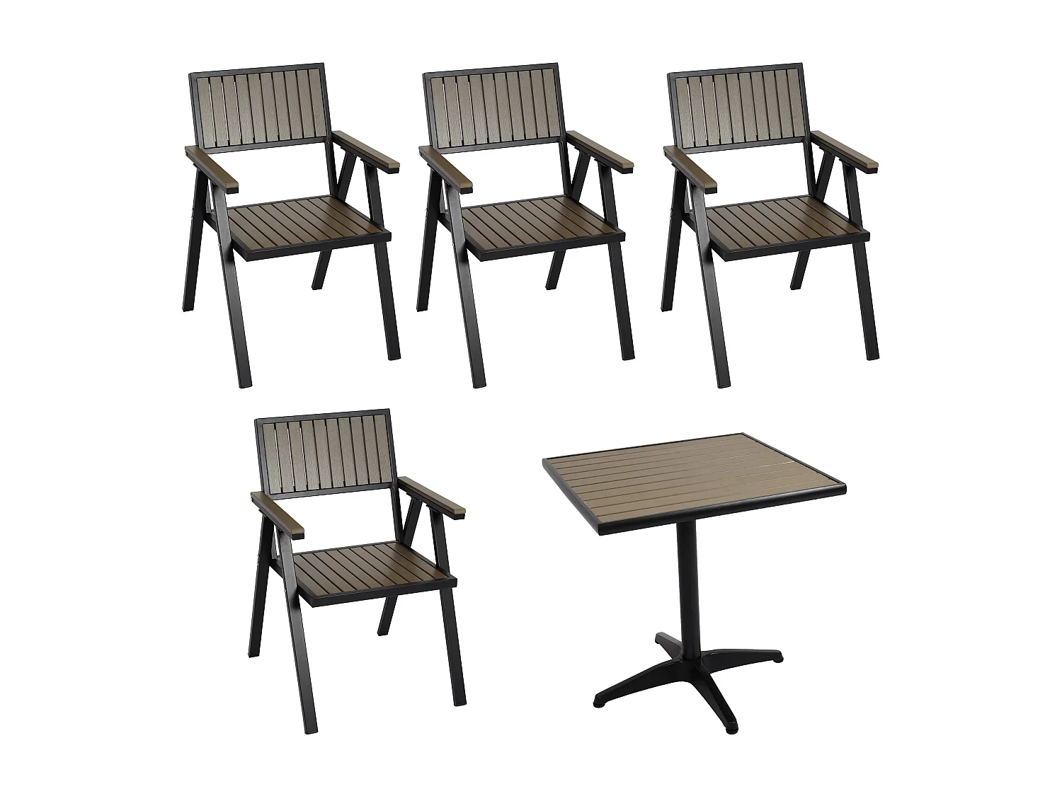 Zestaw 4 krzeseł ogrodowych + stół ogrodowy MCW-J95,  czarny, szary