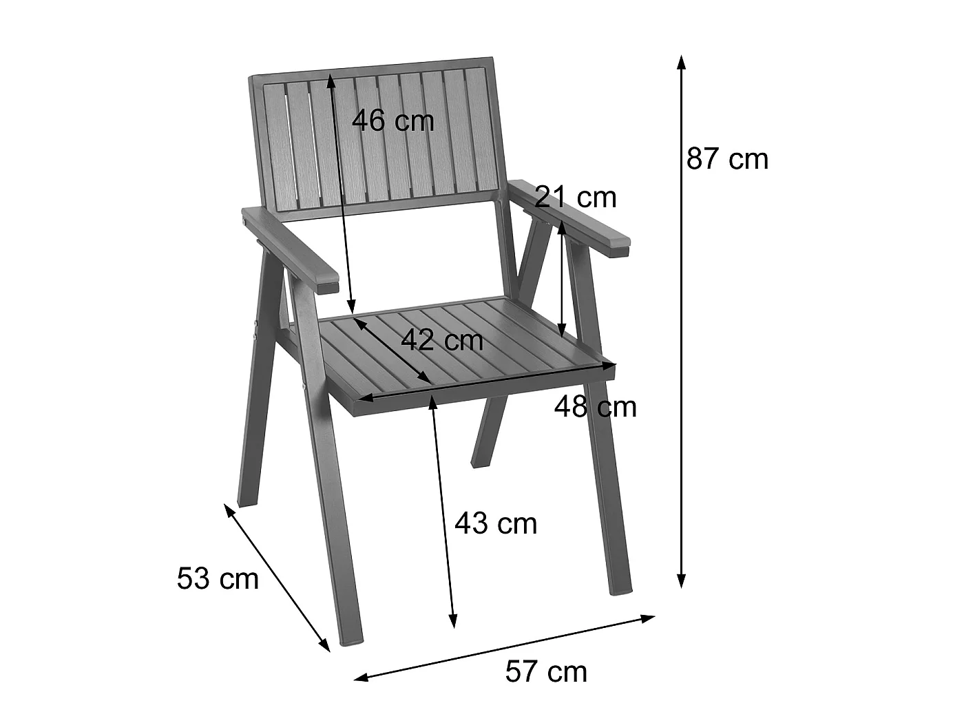 4-delige set tuinstoel + tuintafel MCW-J95,  zwart, grijs