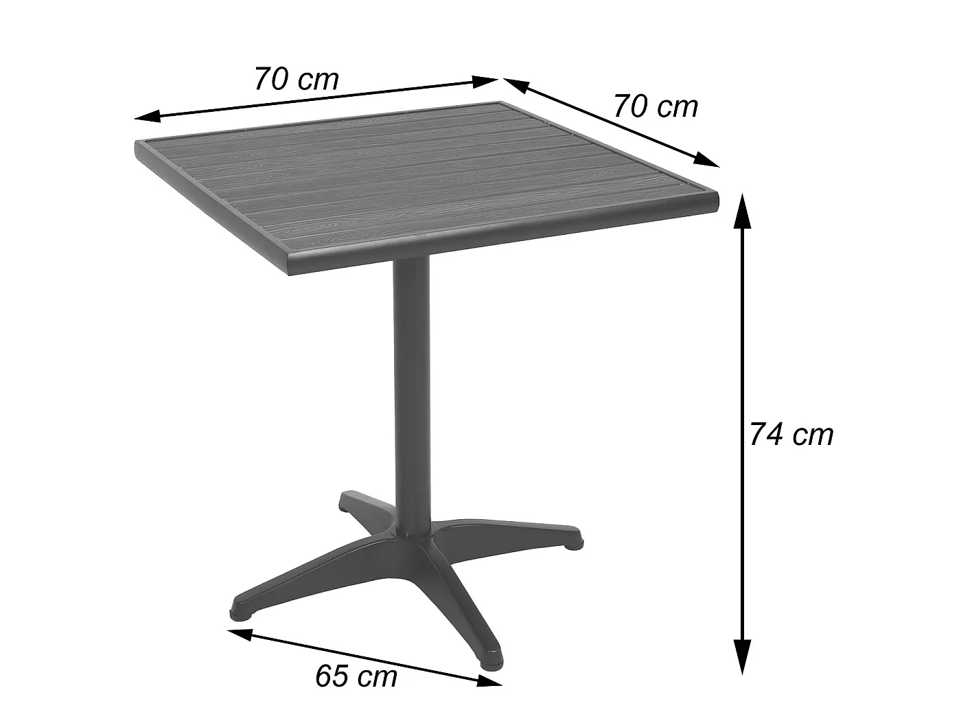 4-delige set tuinstoel + tuintafel MCW-J95,  zwart, grijs