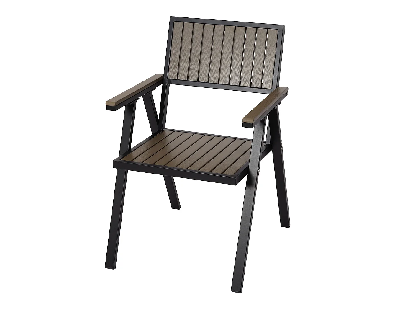 4-delige set tuinstoel + tuintafel MCW-J95,  zwart, grijs