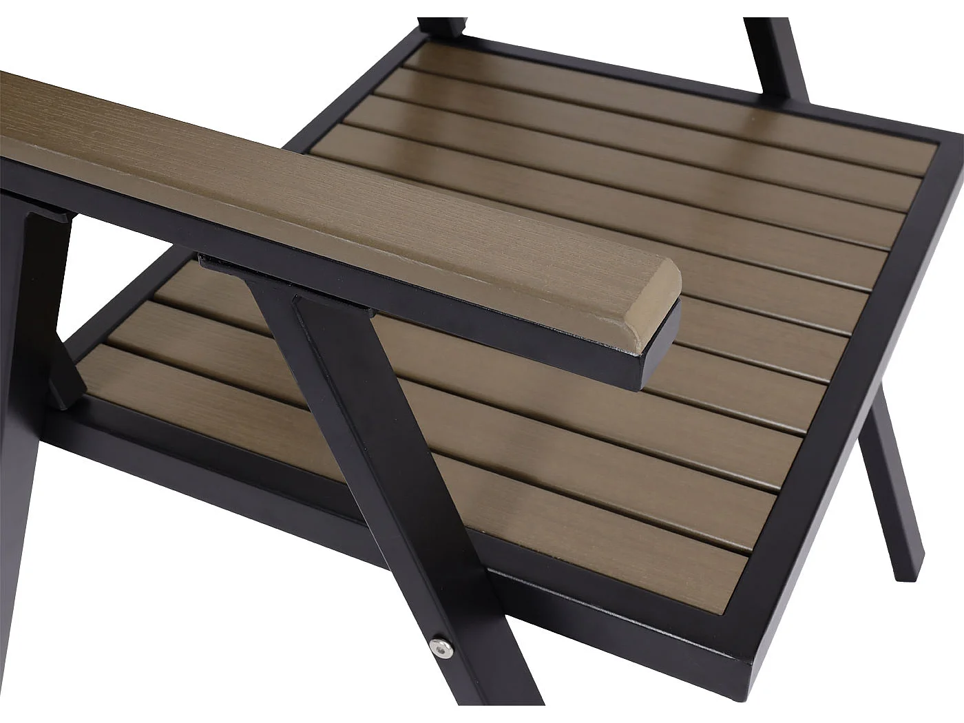 4-delige set tuinstoel + tuintafel MCW-J95,  zwart, grijs