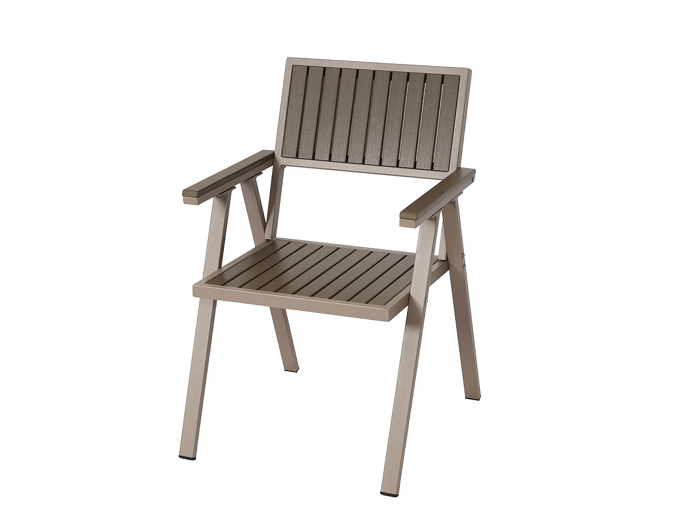 Set de 2 chaises de jardin + table de jardin MCW-J95,  champagne, gris
