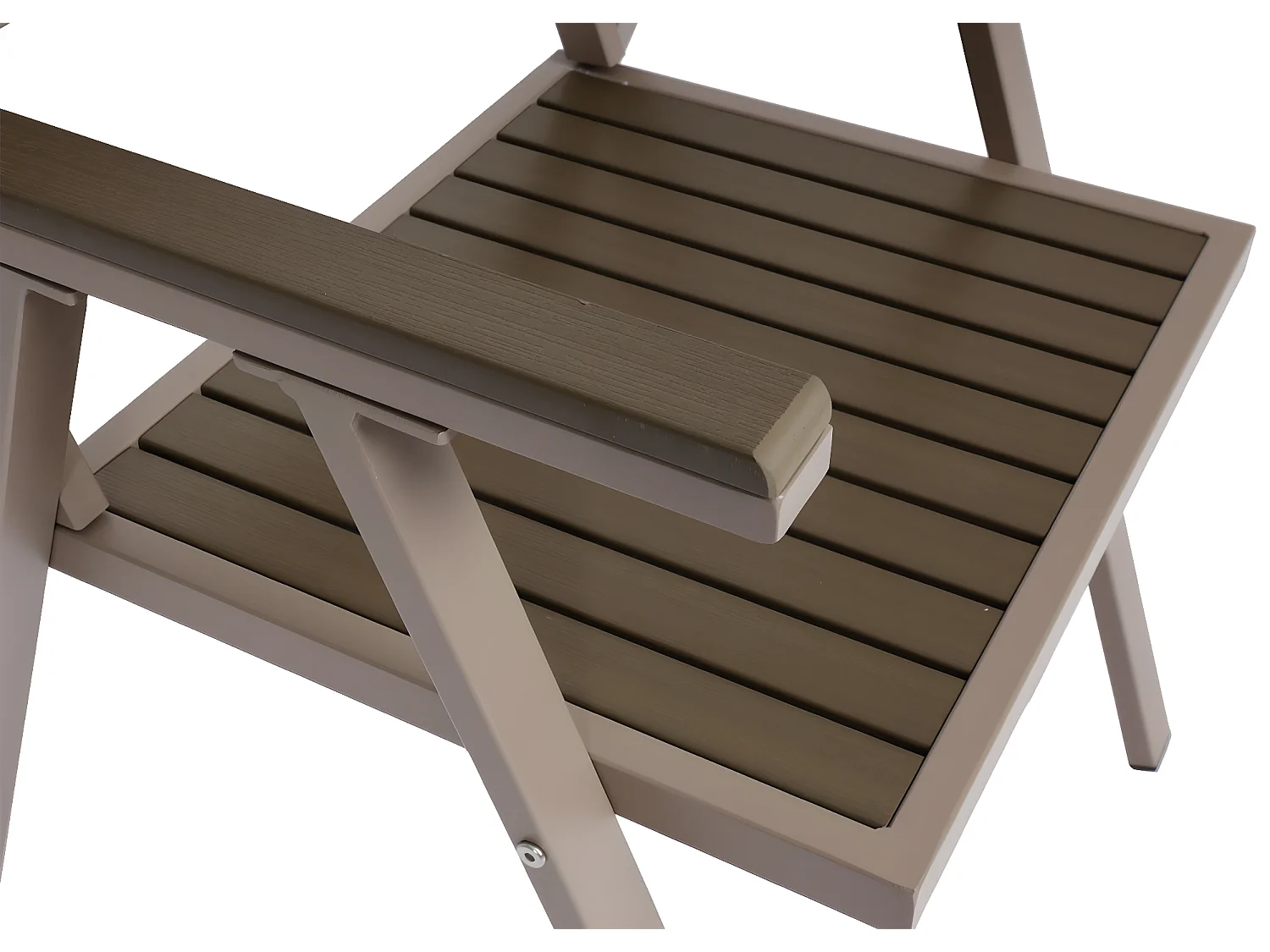 Set de 2 chaises de jardin + table de jardin MCW-J95,  champagne, gris