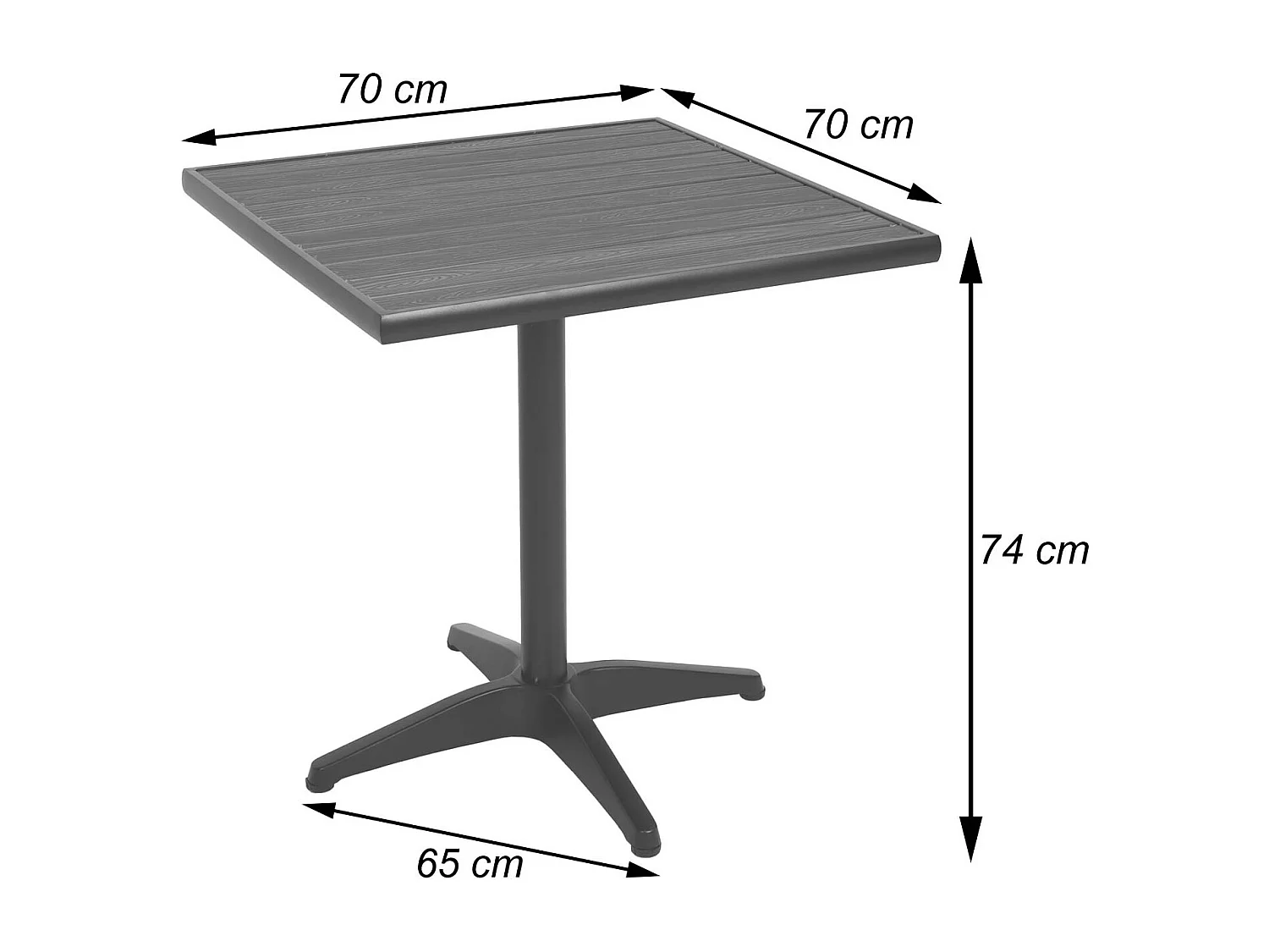 Conjunto de 2 sillas de jardín + mesa de jardín MCW-J95,  negro, teca