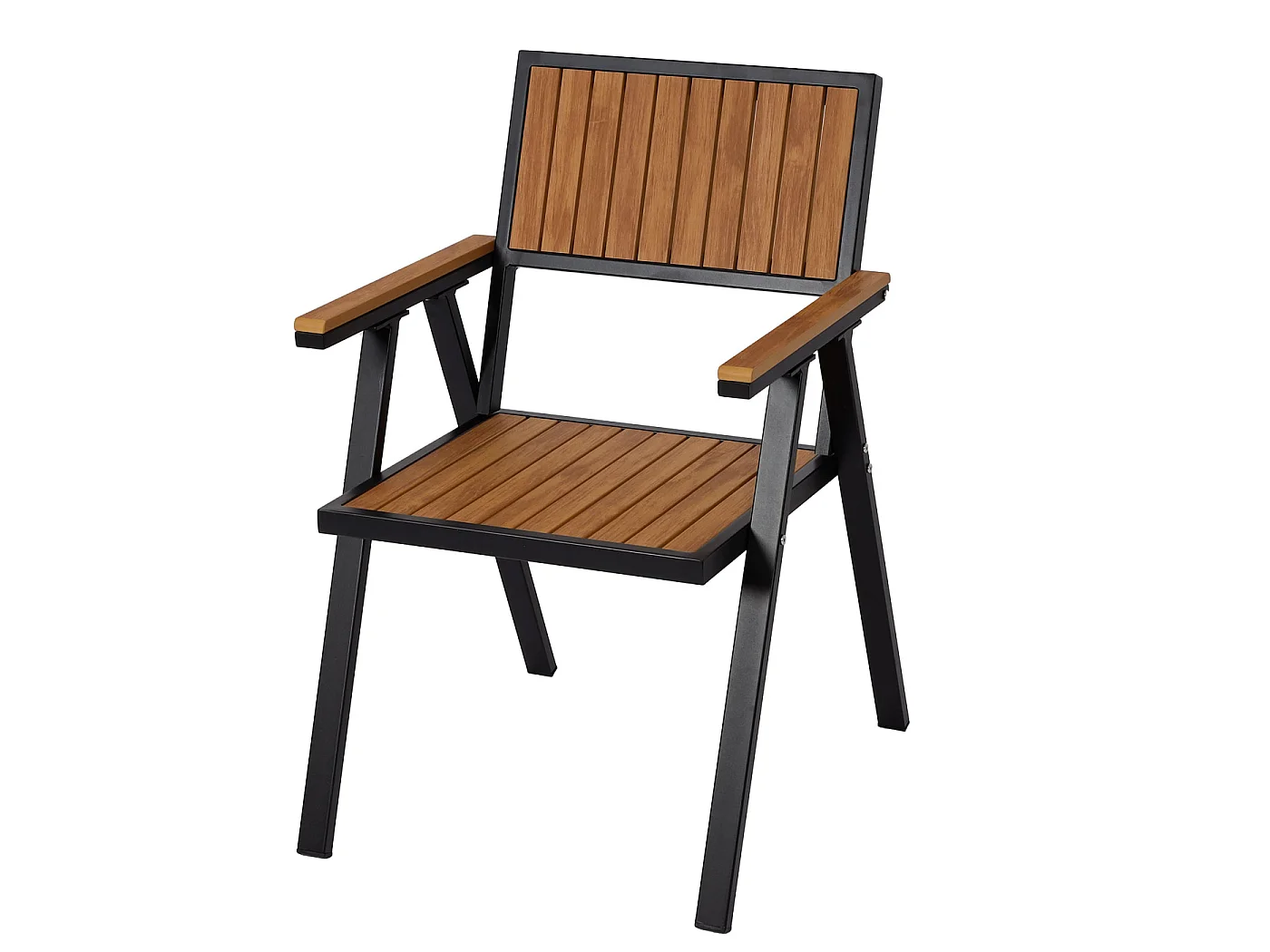 Conjunto de 2 sillas de jardín + mesa de jardín MCW-J95,  negro, teca