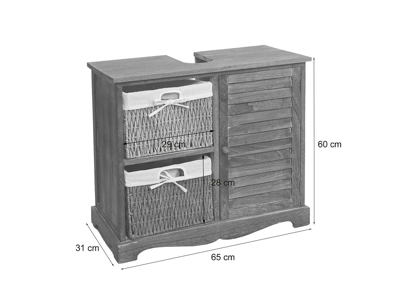 Meuble sous-lavabo MCW-H20,  shabby blanc