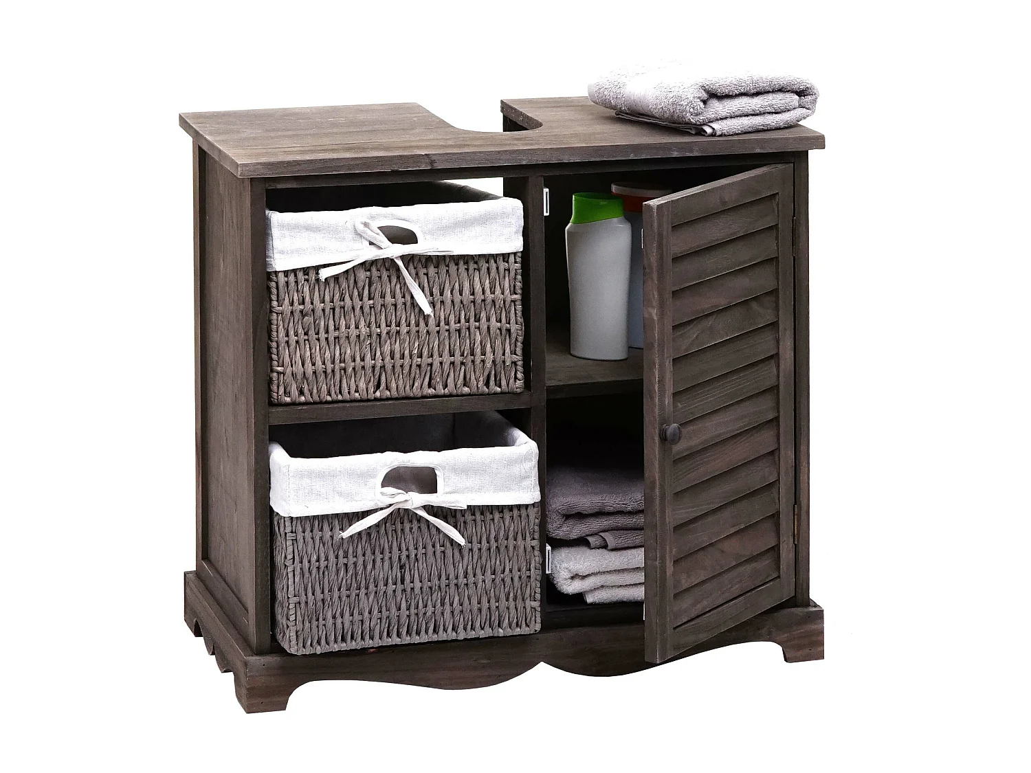 Meuble sous-lavabo MCW-H20,  shabby gris-brun