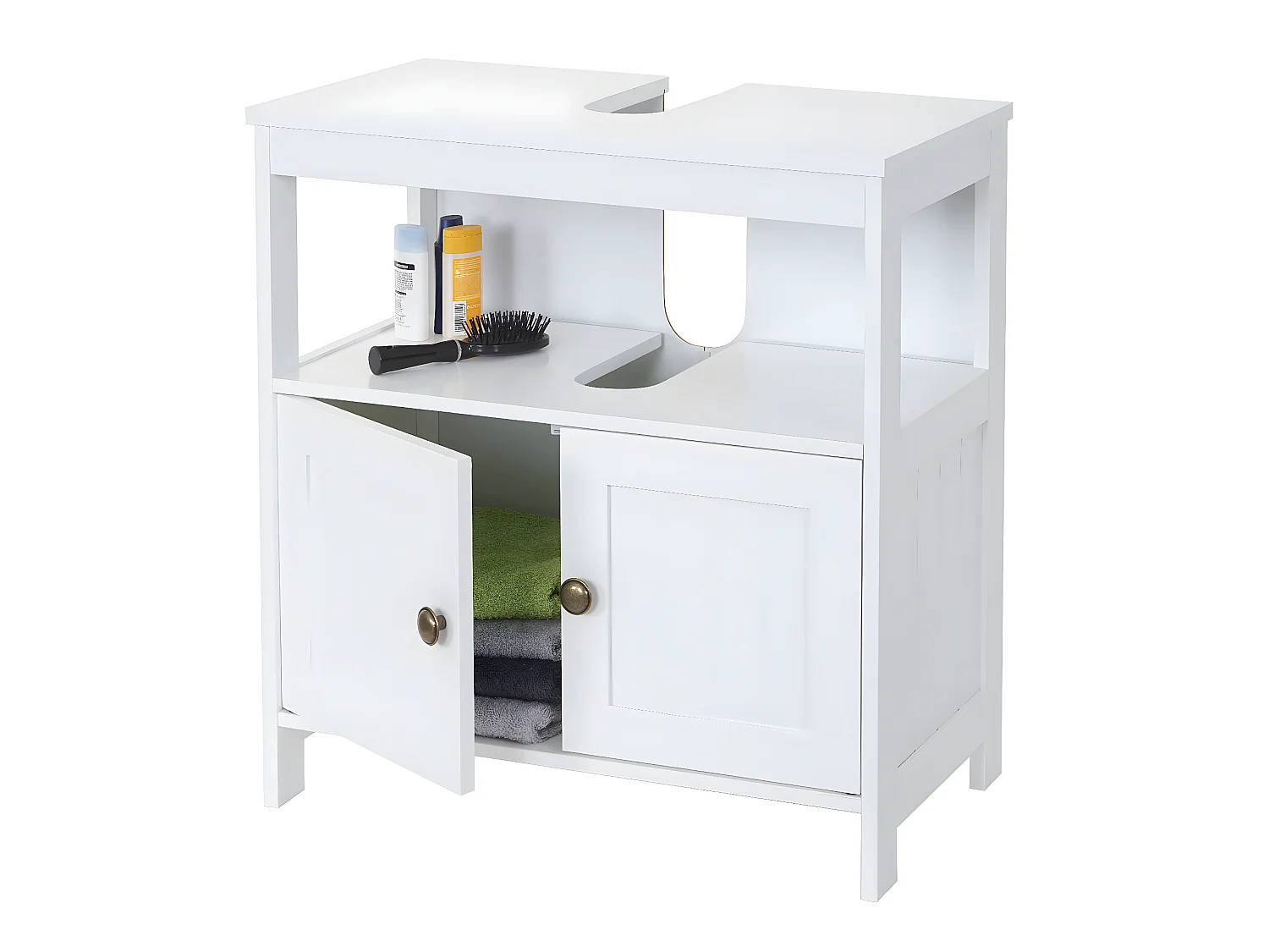 Arredo bagno mobile sottolavabo MCW-B63 MDF verniciato 30x60x60cm bianco