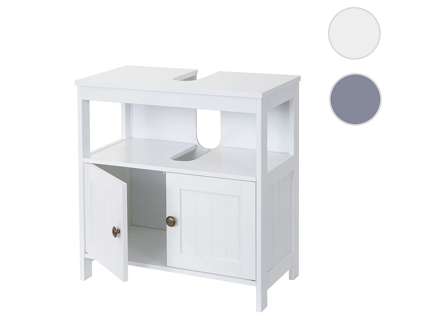 Arredo bagno mobile sottolavabo MCW-B63 MDF verniciato 30x60x60cm bianco