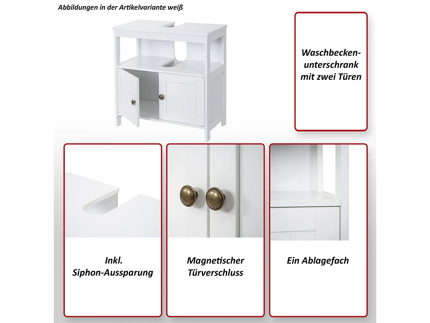 Meuble sous-lavabo MCW-B63,  blanc