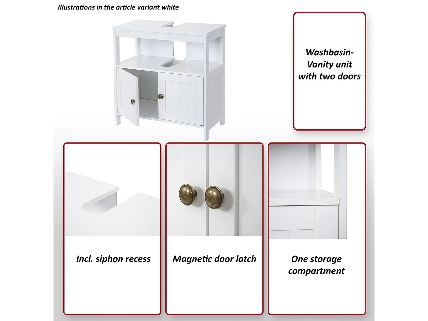 Meuble sous-lavabo MCW-B63,  blanc