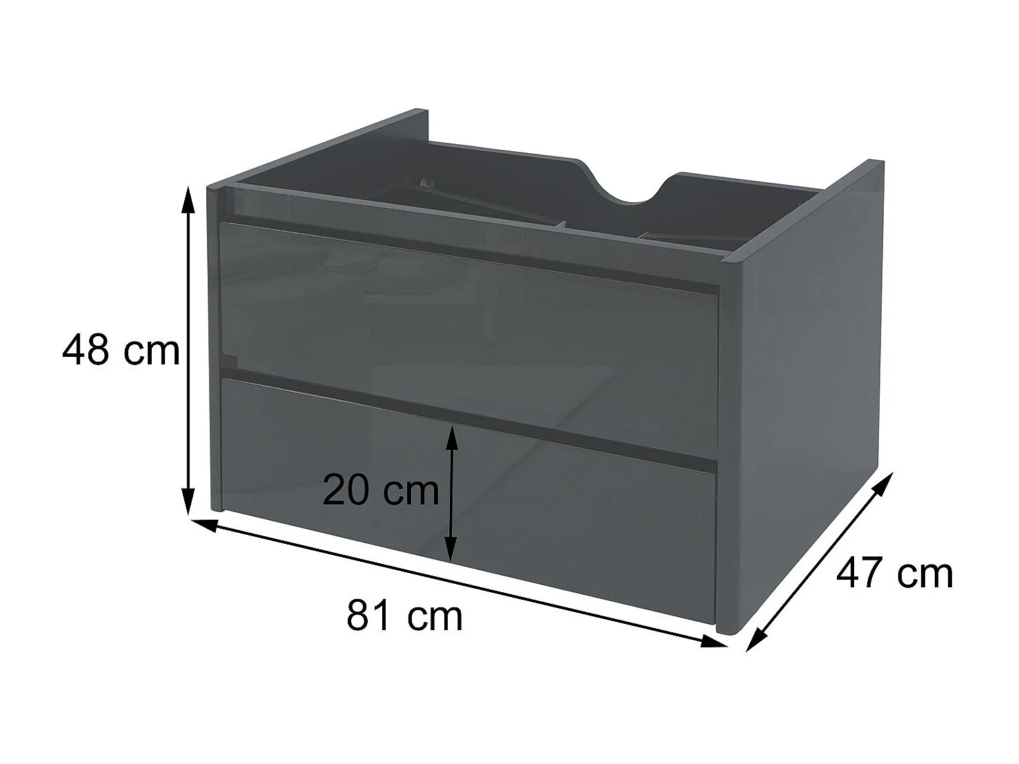 Meuble sous-lavabo MCW-B19,  noir