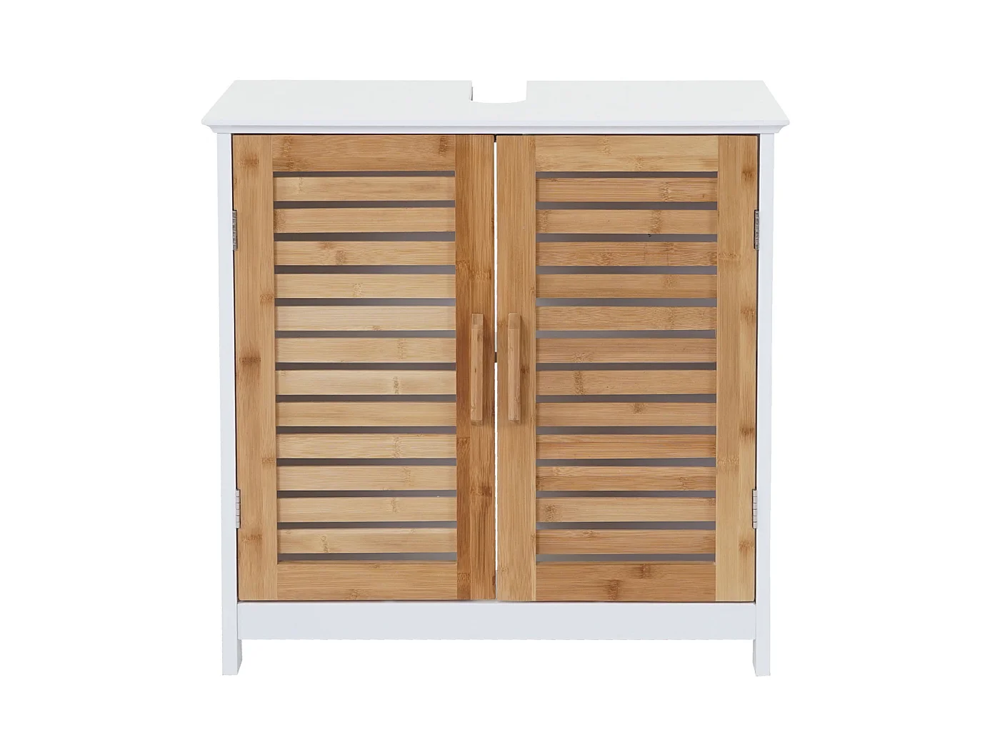 Meuble sous-lavabo MCW-B41, Meuble sous-vasque MCW-B41, bambou, blanc, 60x60x30cm