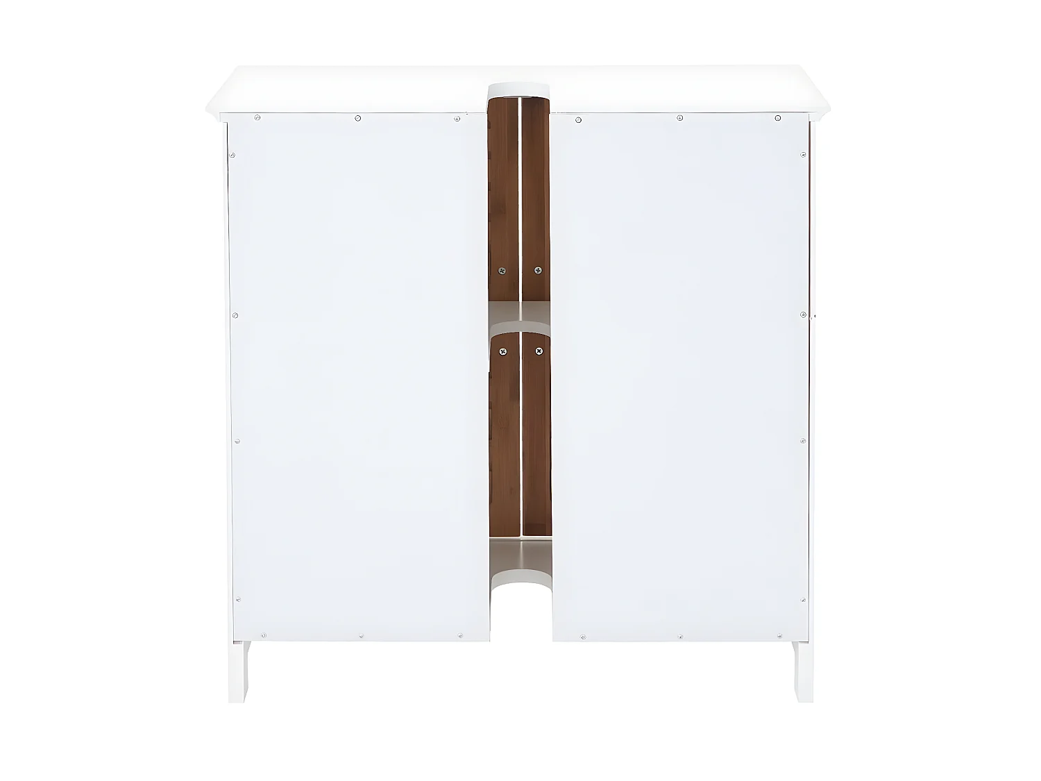Meuble sous-lavabo MCW-B41, Meuble sous-vasque MCW-B41, bambou, blanc, 60x60x30cm