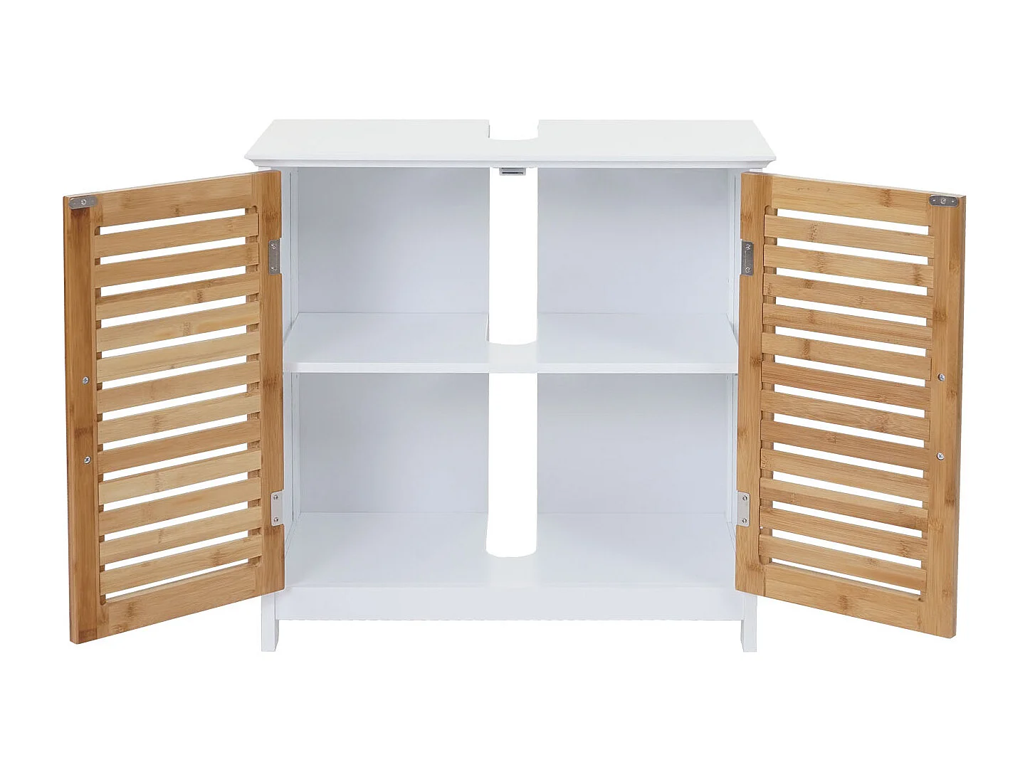 Meuble sous-lavabo MCW-B41, Meuble sous-vasque MCW-B41, bambou, blanc, 60x60x30cm