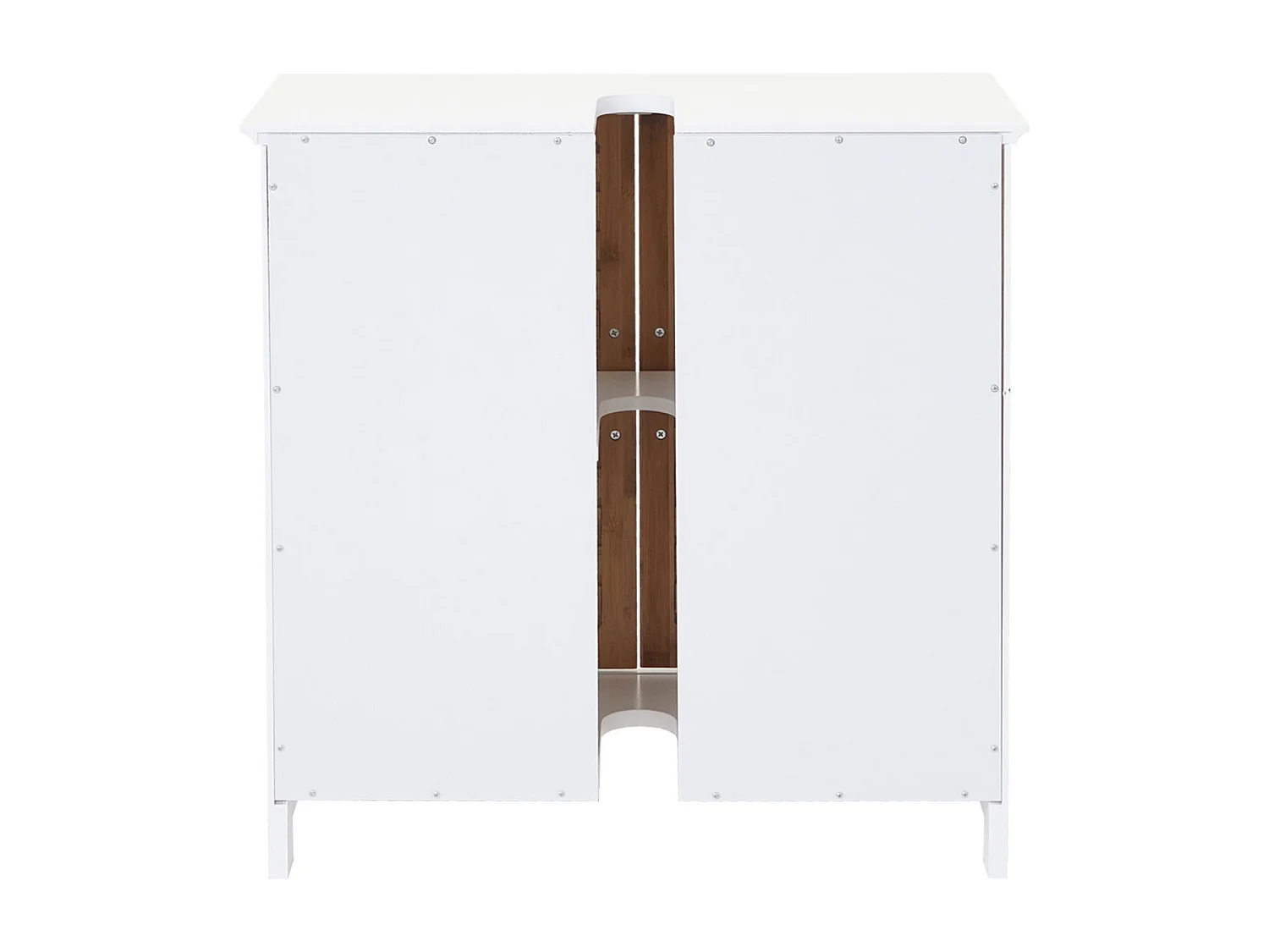Meuble sous-lavabo MCW-B41, Meuble sous-vasque MCW-B41, bambou, blanc, 60x60x30cm