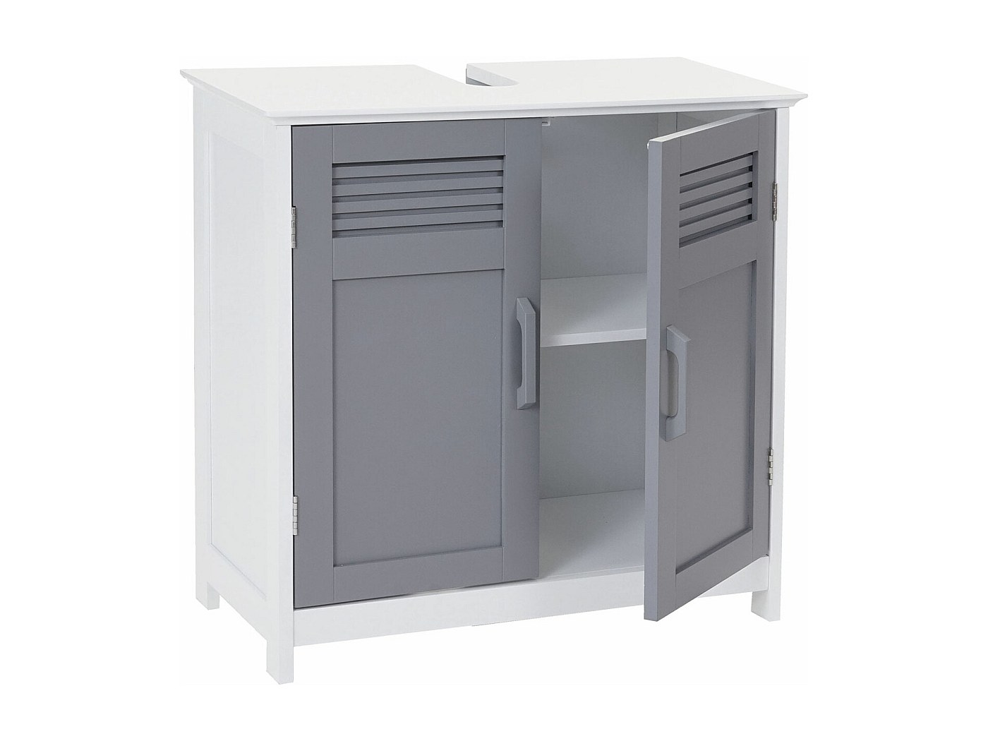 Mendler Mobile Sottolavabo HWC-A85 In Bambù E MDF – Colore Grigio, 60x60x30cm, Con Ante E Spazio Interno