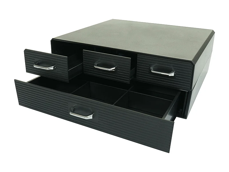 Tavolino supporto per macchina da caffè 4 cassetti MCW-L99 polistirene antiurto 13x34x31cm nero