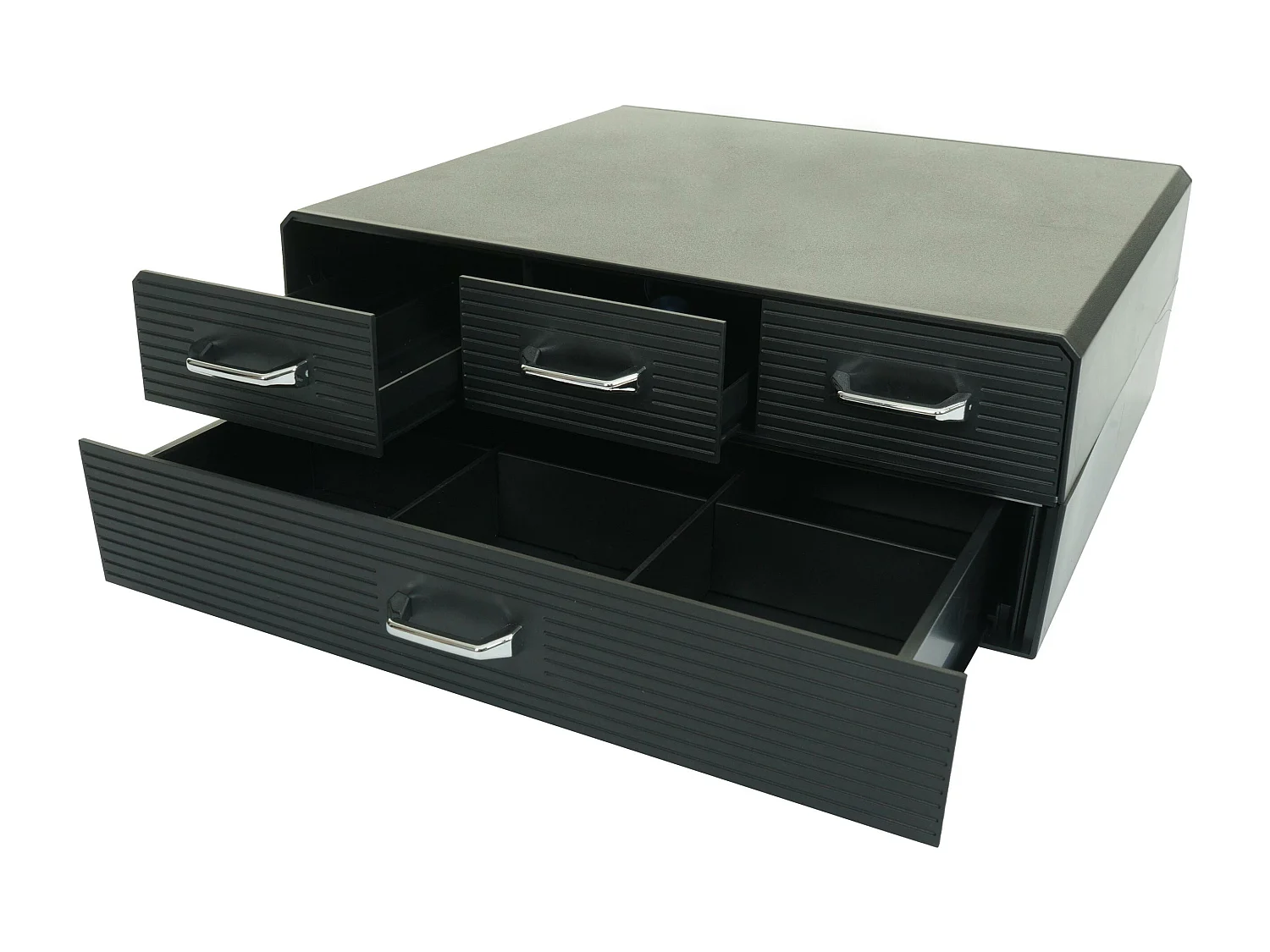 Tavolino supporto per macchina da caffè 4 cassetti MCW-L99 polistirene antiurto 13x34x31cm nero