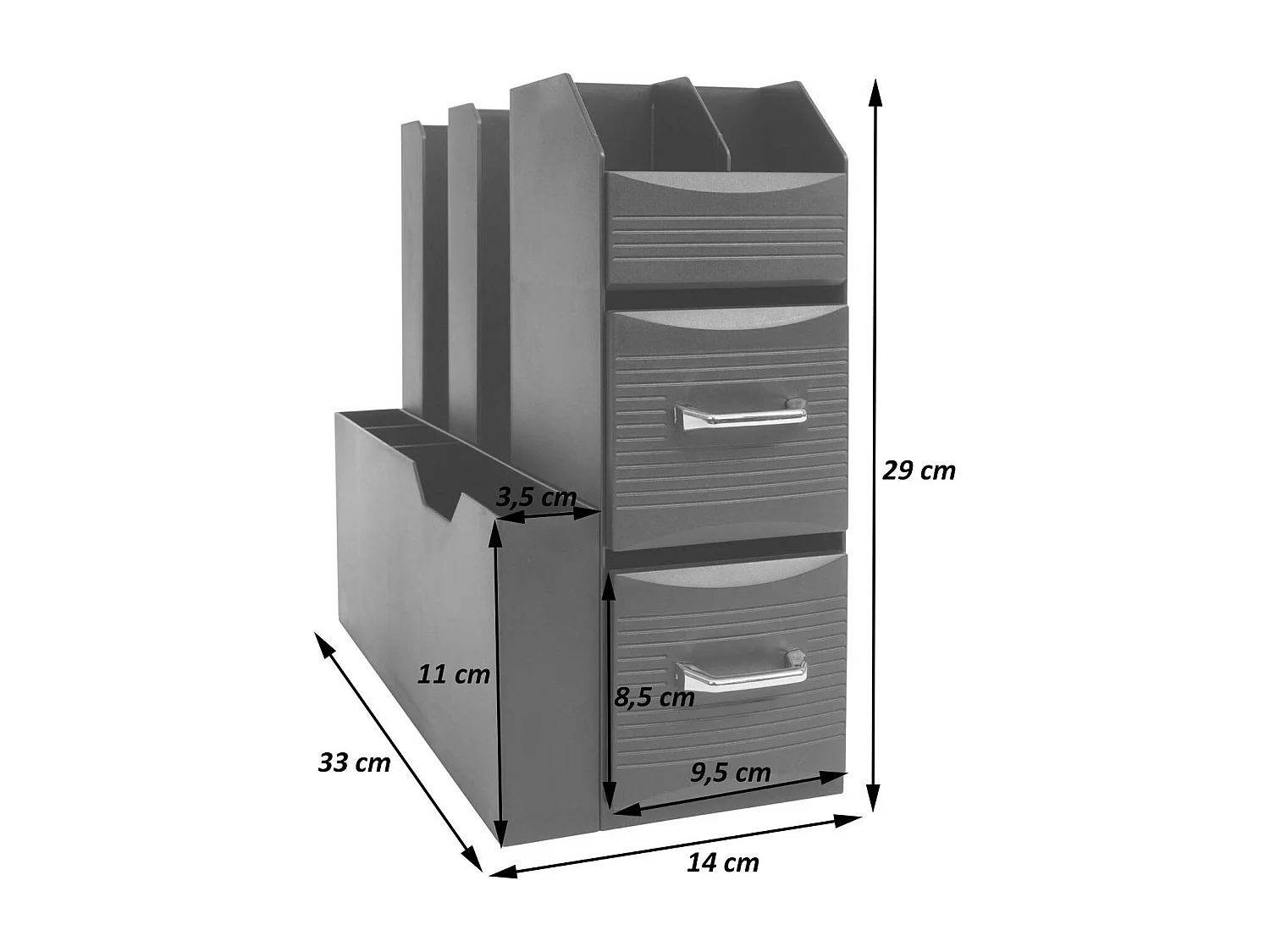 Tavolino supporto per macchina da caffè 2 cassetti 7 scomparti MCW-L97 polistirene antiurto 29x14x33cm nero