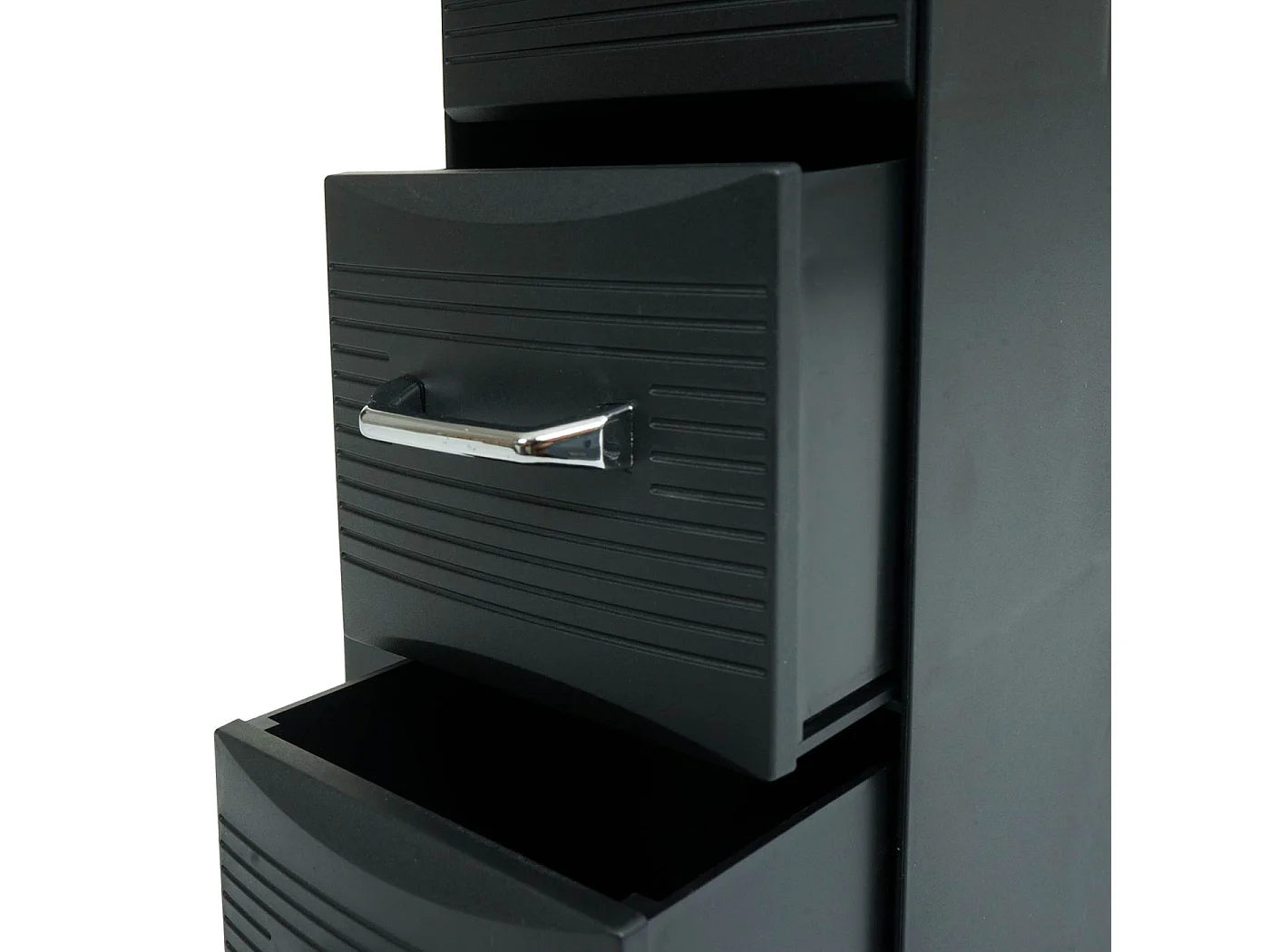 Tavolino supporto per macchina da caffè 2 cassetti 7 scomparti MCW-L97 polistirene antiurto 29x14x33cm nero