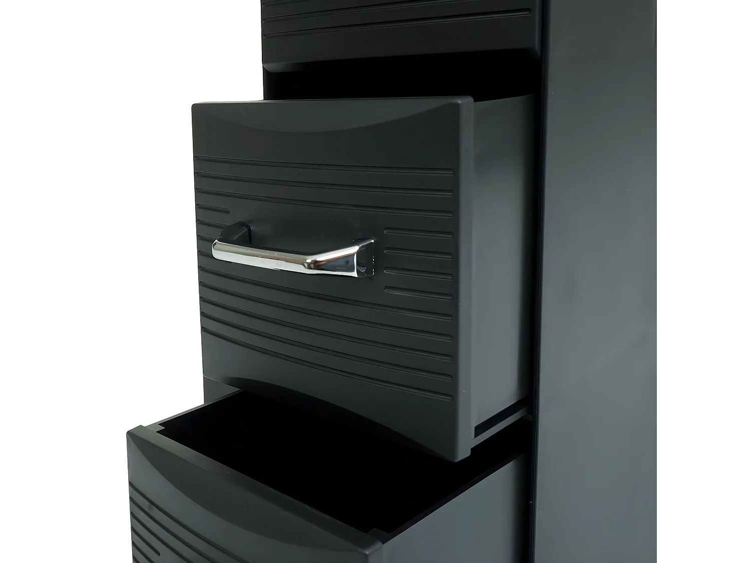 Tavolino supporto per macchina da caffè 2 cassetti 7 scomparti MCW-L97 polistirene antiurto 29x14x33cm nero