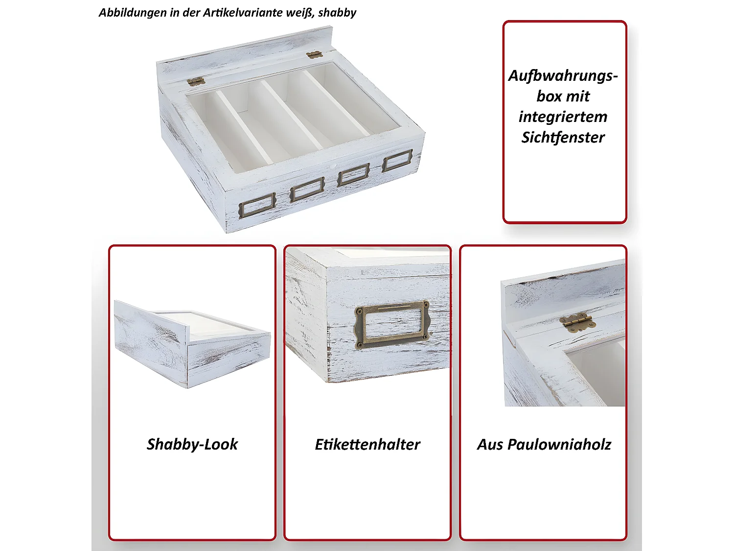 Boîte de rangement MCW-C25,  blanc, shabby