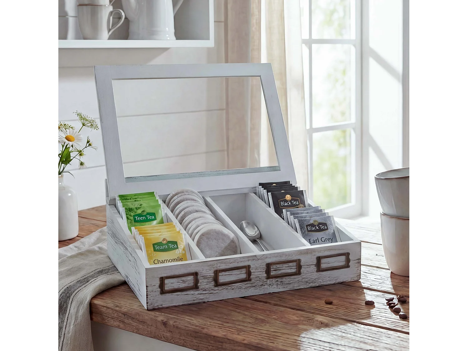 Aufbewahrungsbox MCW-C25, Weiß, shabby