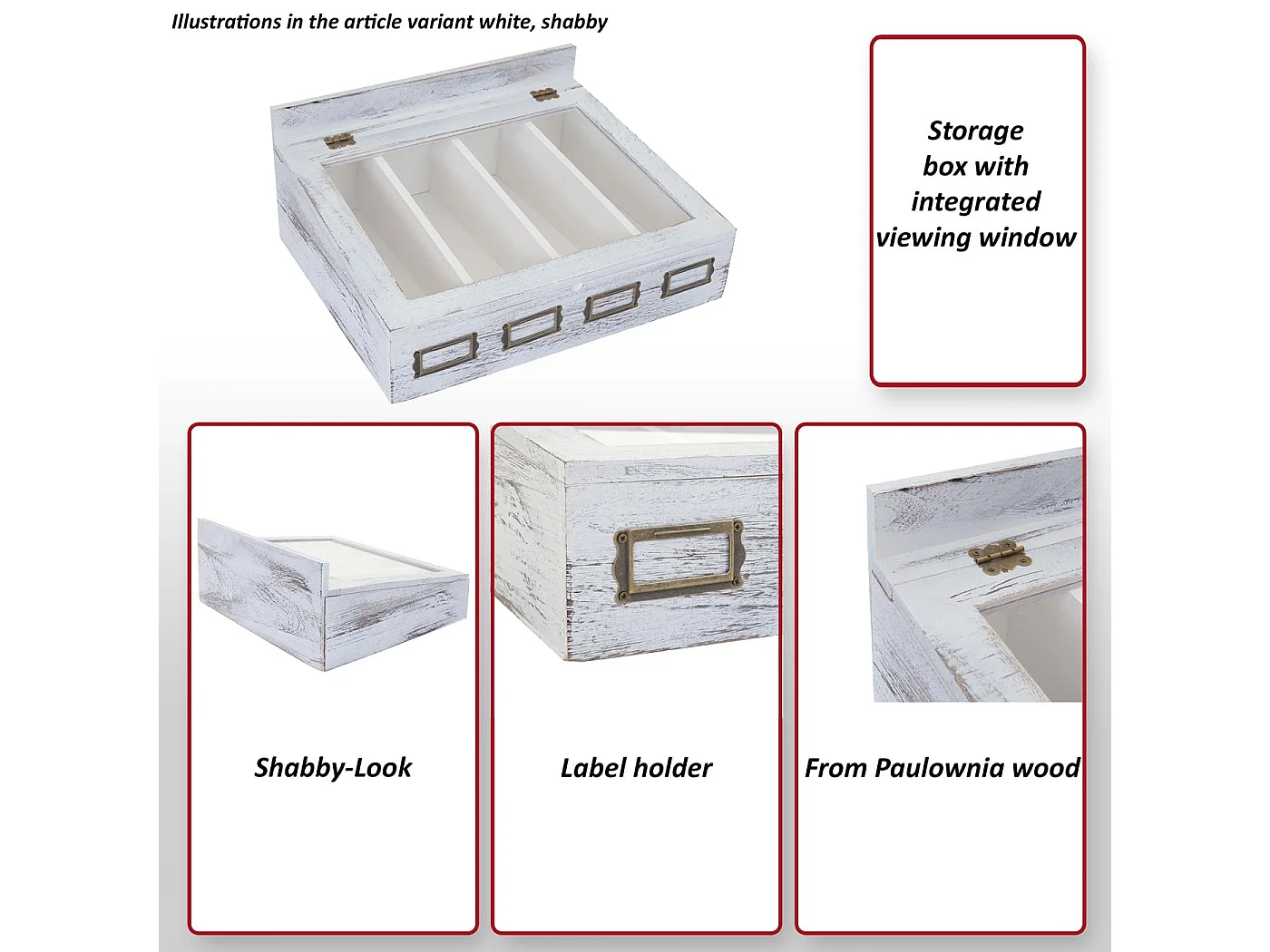 Aufbewahrungsbox MCW-C25, Weiß, shabby