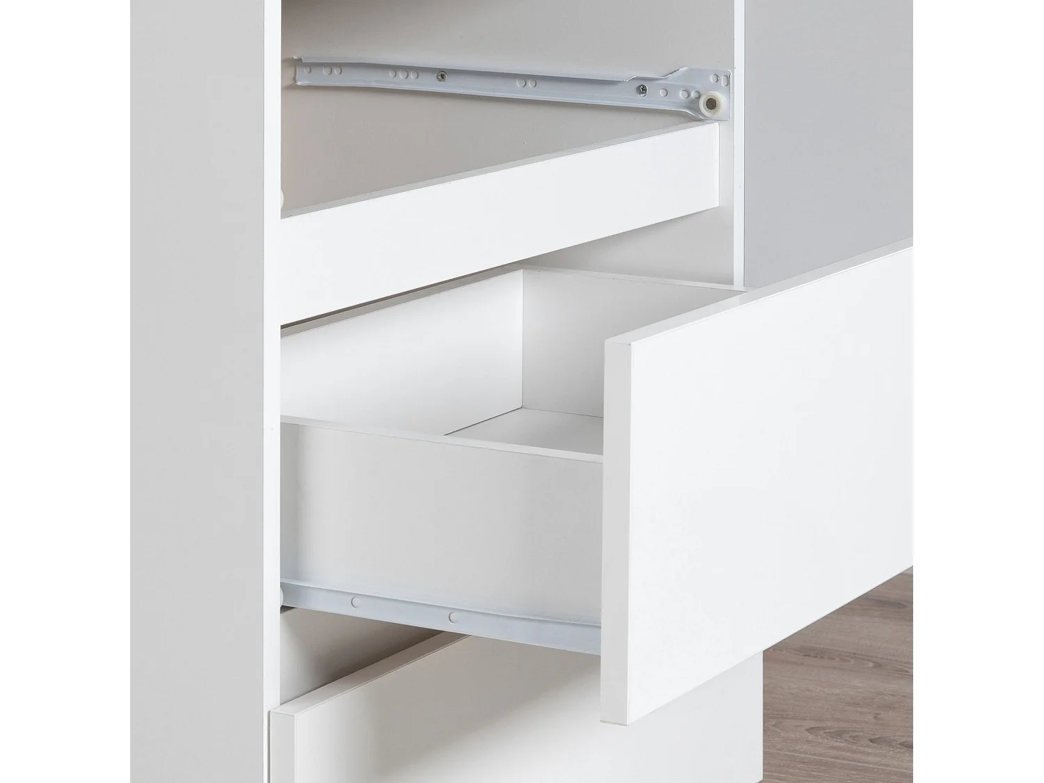 Librería AKORD R60 Blanco 60 cm fachada Blanco 1 cajón frente en color Blanco 4 estantes 60x35x180 cm