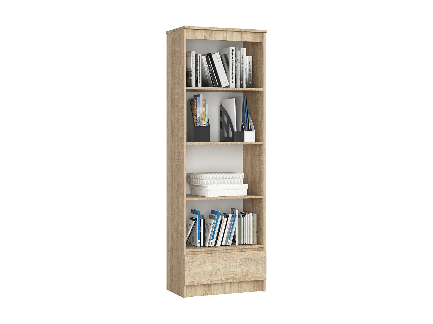 Bibliothèque de bureau AKORD R60 Chêne Sonoma 60 cm 1 tiroir façade Chêne Sonoma mat 4 étagères 60x35x180 cm