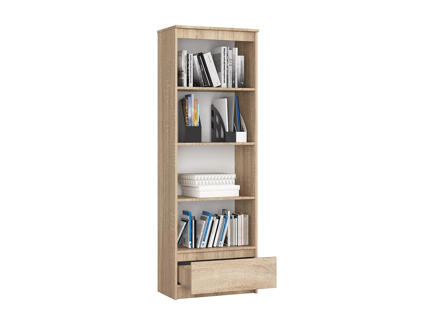 Bibliothèque de bureau AKORD R60 Chêne Sonoma 60 cm 1 tiroir façade Chêne Sonoma mat 4 étagères 60x35x180 cm