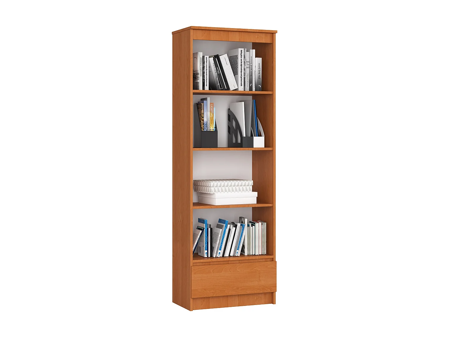 Bibliothèque de bureau AKORD R60 Aulne 60 cm 1 tiroir façade Aulne mat 4 étagères 60x35x180 cm