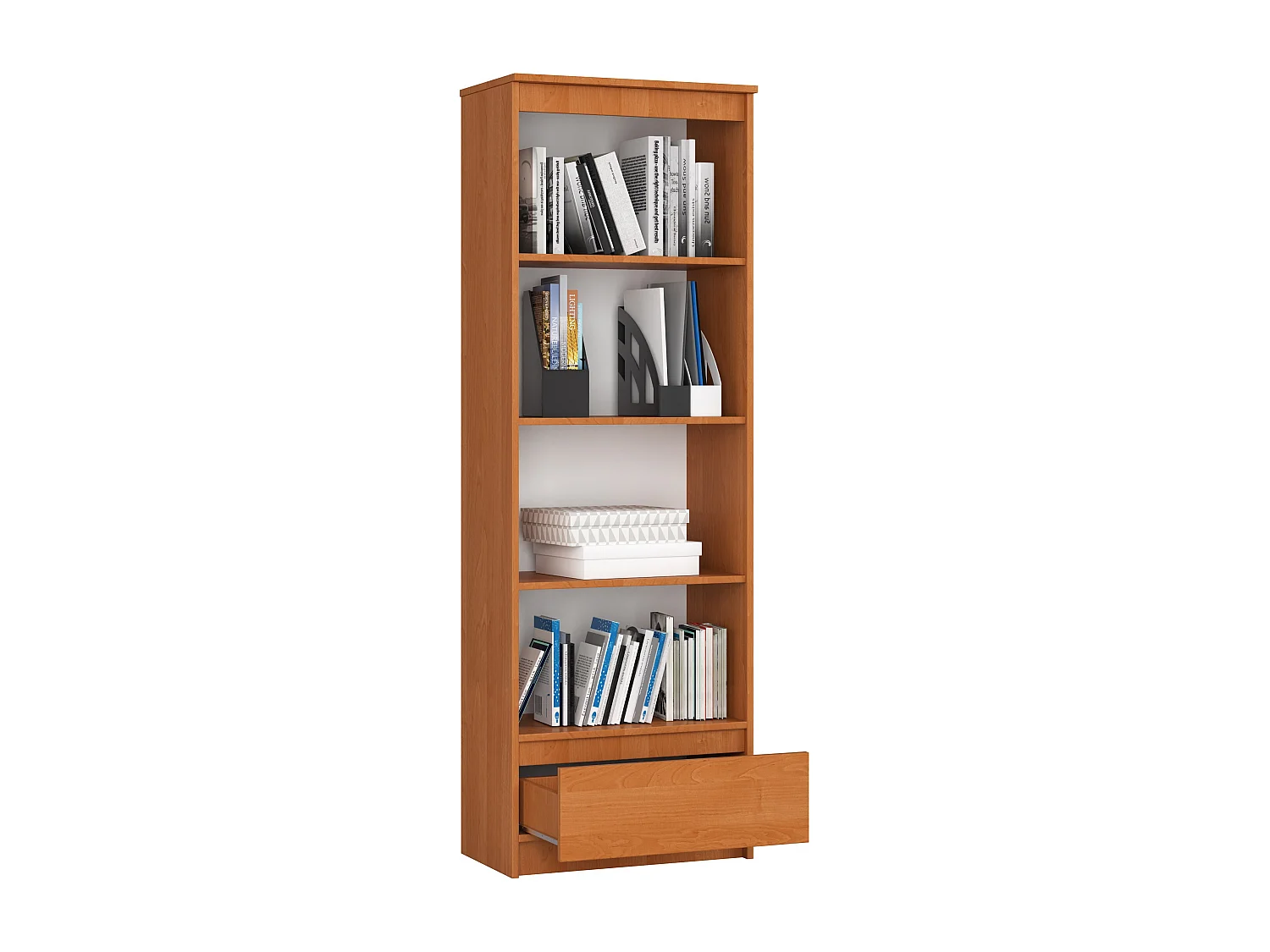 Bibliothèque de bureau AKORD R60 Aulne 60 cm 1 tiroir façade Aulne mat 4 étagères 60x35x180 cm