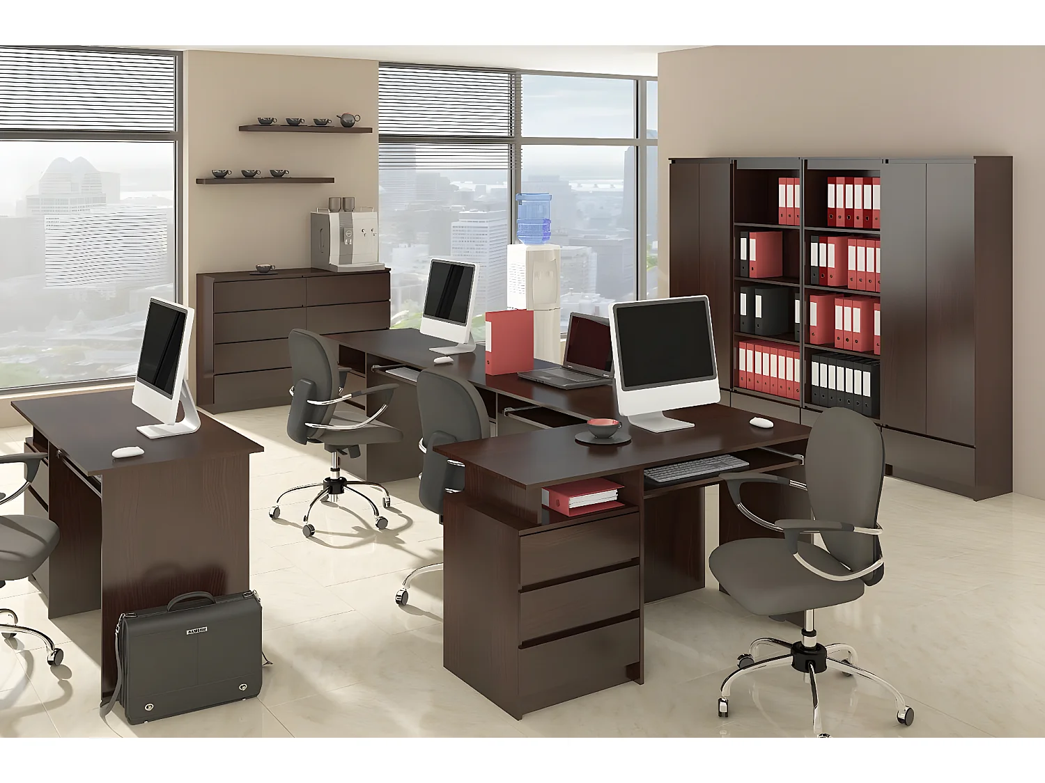 Regał AKORD R60 Wenge 60 cm mat 1 szuflada kolor Wenge mat 4 półki 60x35x180 cm