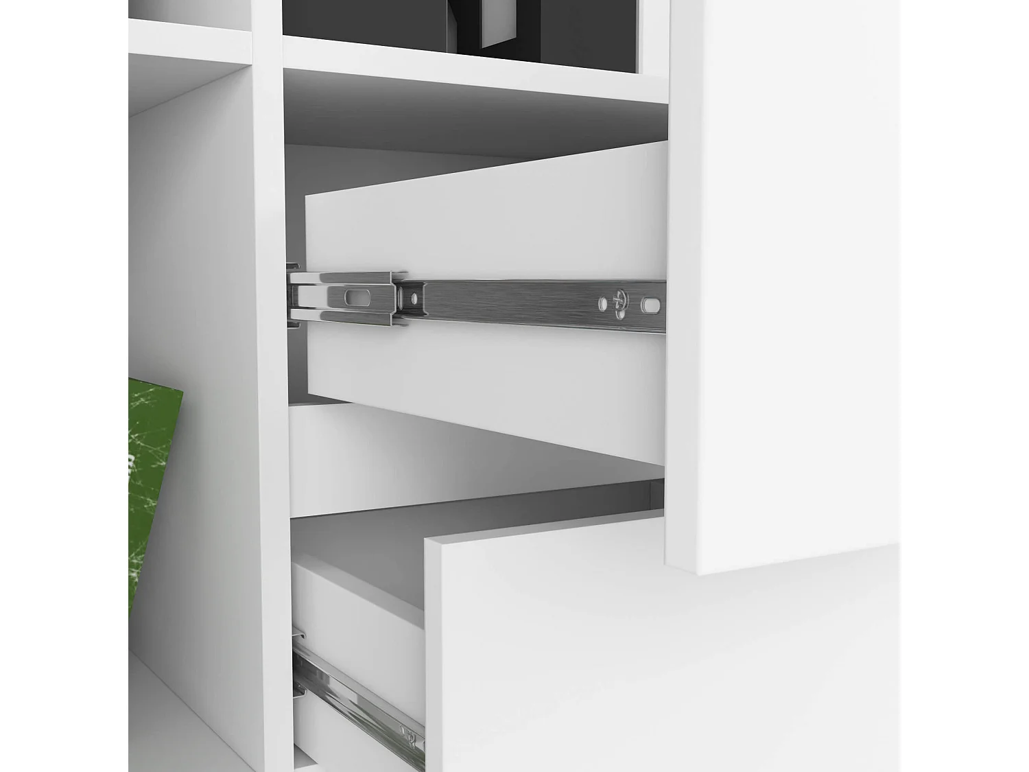 Bibliothèque de bureau AKORD R15 Blanche 80 cm 1 porte 2 tiroirs façade Blanche mat 7 étagères 80x35x180 cm