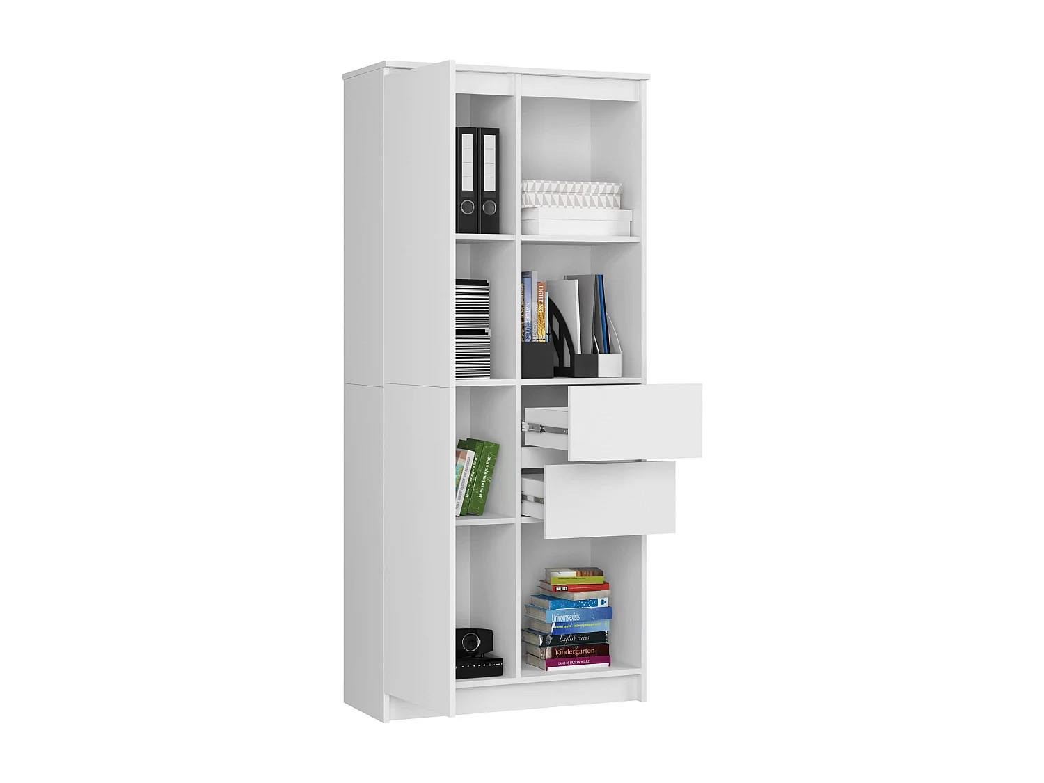 Kantoorkast R15 R80 met 2 Lades en 1 Deur / AKORD Furniture Factory / Wit / 80 x 180 x 35 cm