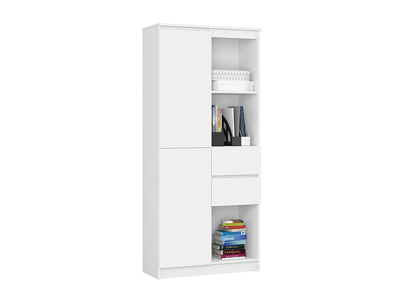 Kantoorkast R15 R80 met 2 Lades en 1 Deur / AKORD Furniture Factory / Wit / 80 x 180 x 35 cm