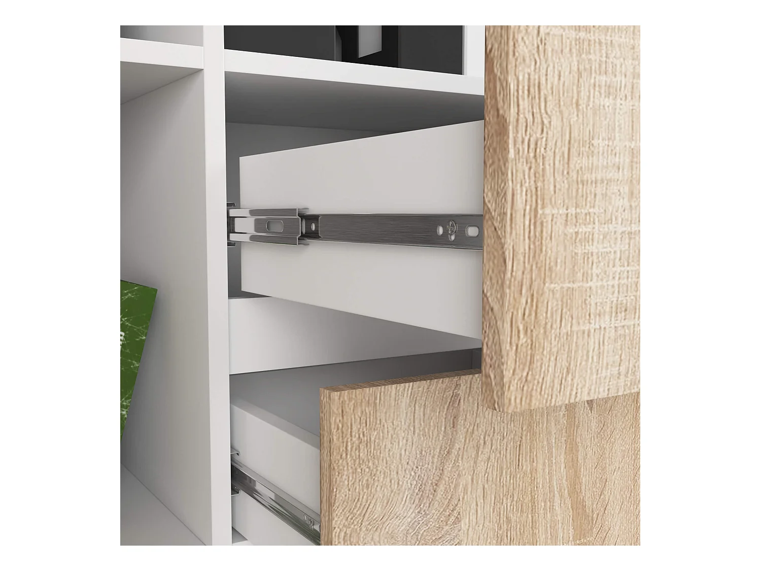 Büroregal AKORD R15 mit verschließbaren Tür Weiß 80 cm 2 Türen 2 Schubladen 7 Ebenen Front Sonoma-Eiche B80 x H180 x T35 cm