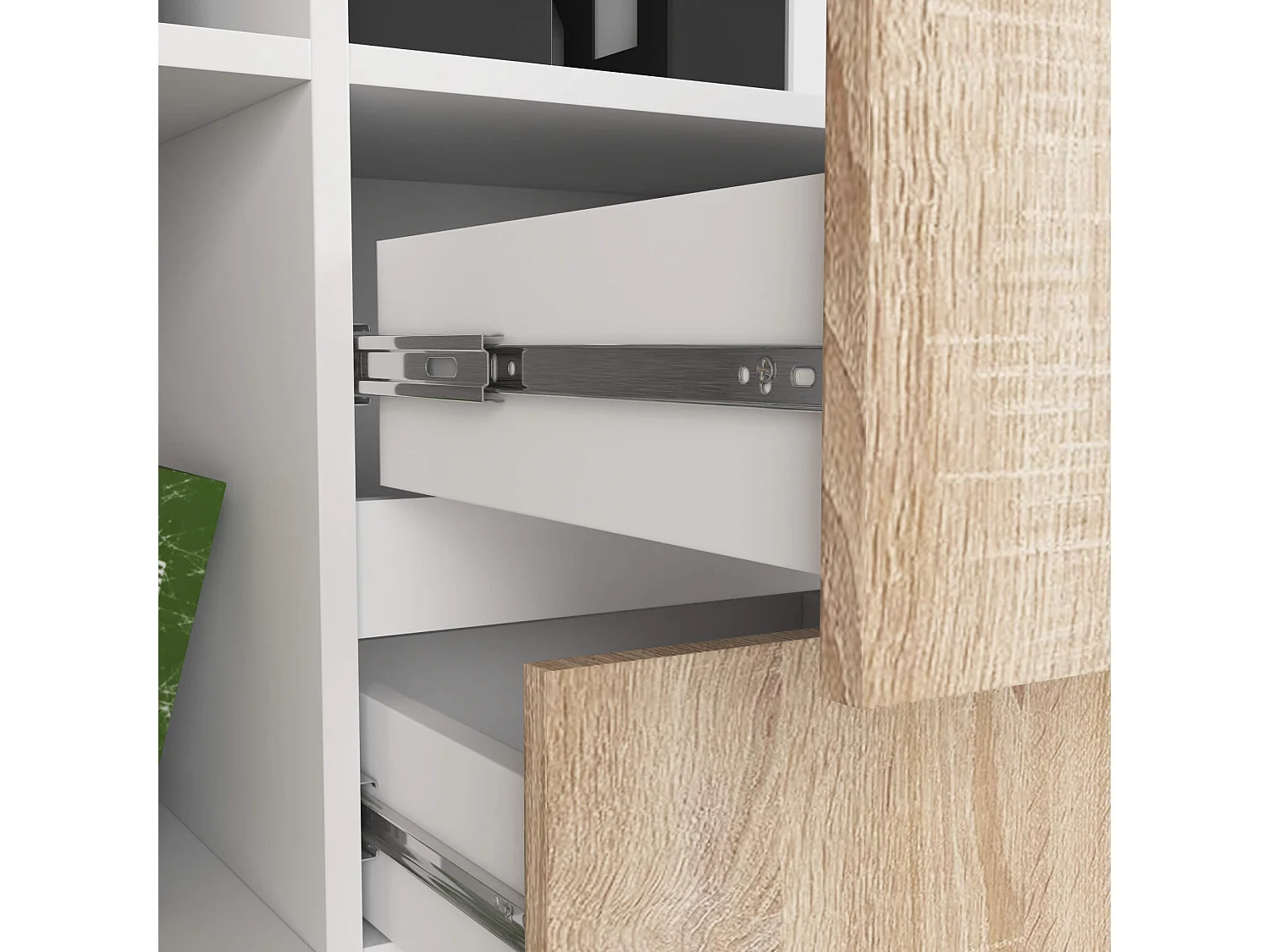 Kantoorkast R15 R80 met 2 Lades en 1 Deur / AKORD Furniture Factory / Wit – Sonoma Eik / 80 x 180 x 35 cm