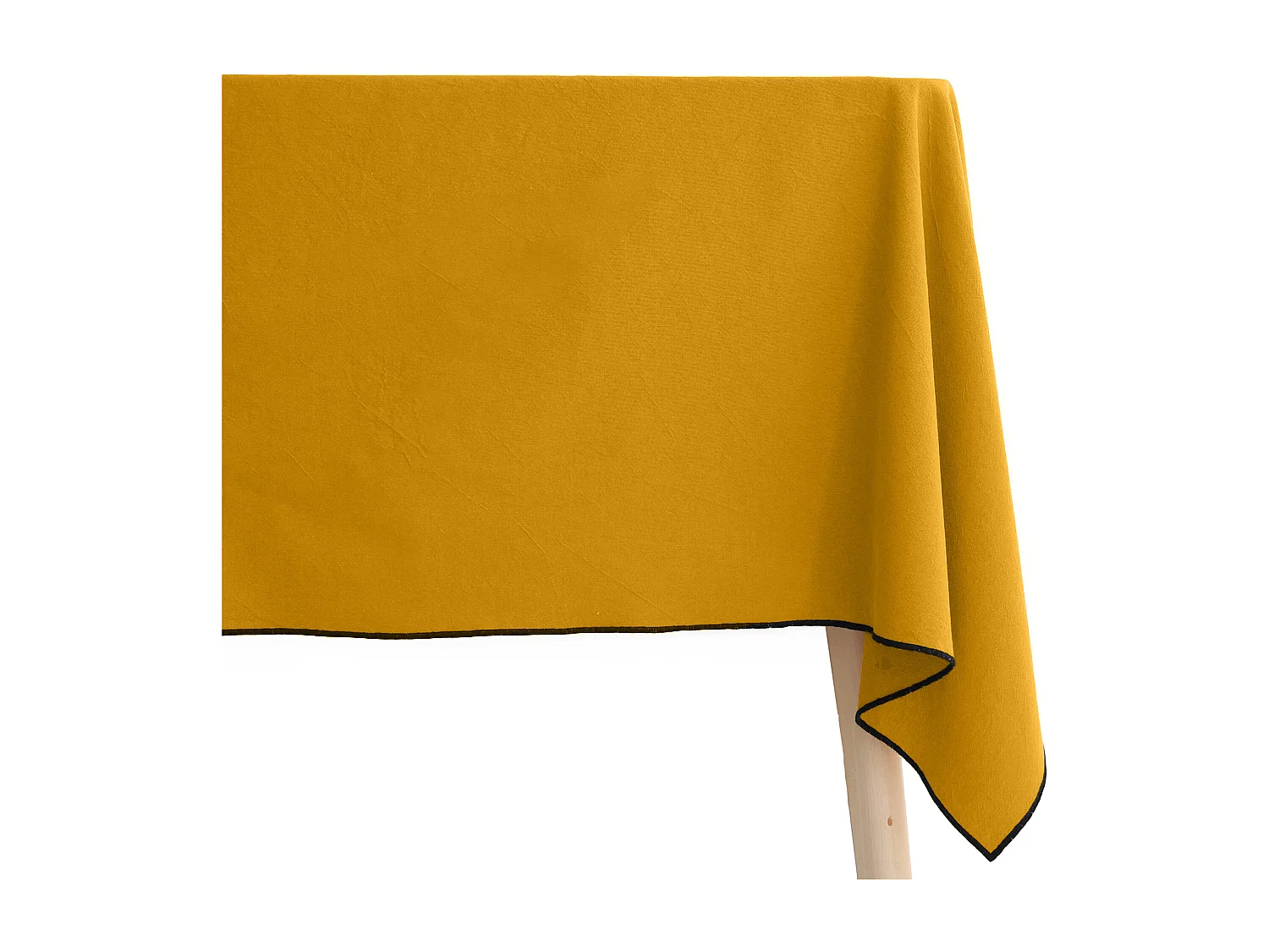 Nappe carrée coton 160x160 cm HONO jaune Curry finition point bourdon